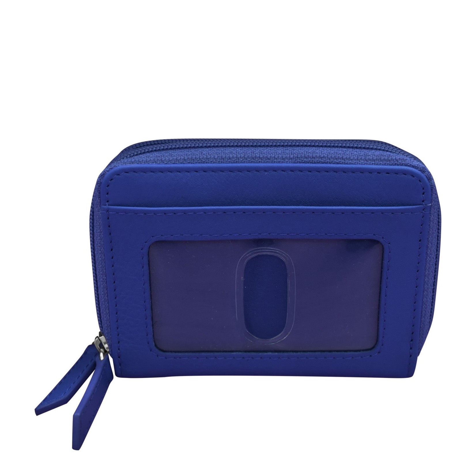 Leather Handbags and Accessories 6714 Cobalt - RFID Double Zip Accordion Card Holder