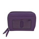Leather Handbags and Accessories 6714 Purple - RFID Double Zip Accordion Card Holder