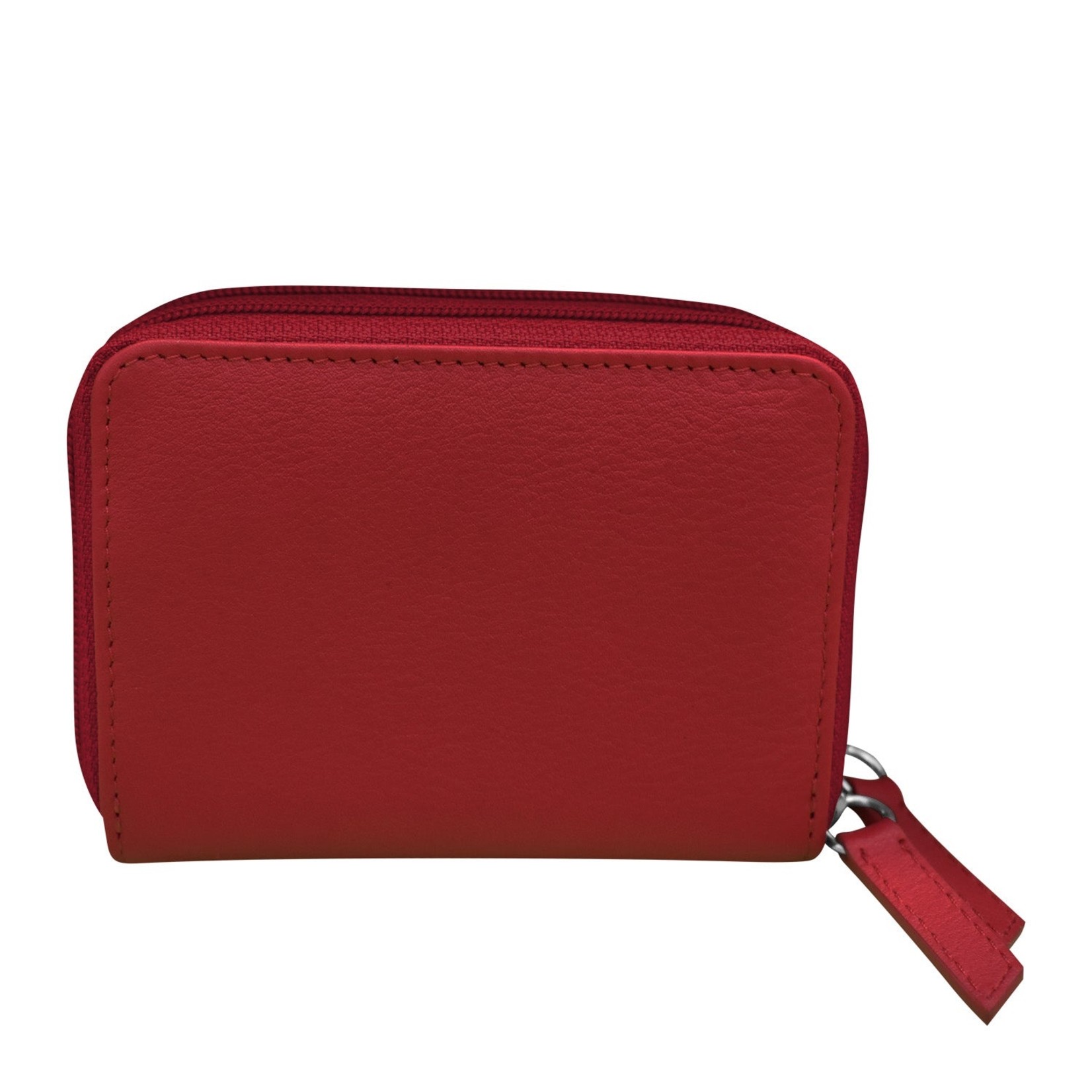 Leather Handbags and Accessories 6714 Red - RFID Double Zip Accordion Card Holder