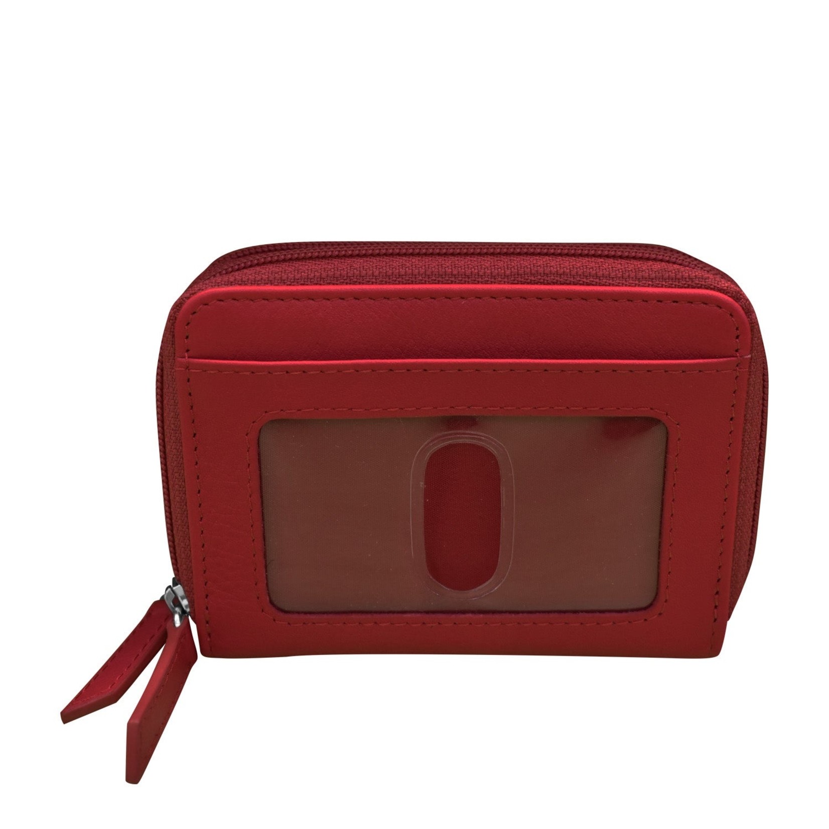 Leather Handbags and Accessories 6714 Red - RFID Double Zip Accordion Card Holder