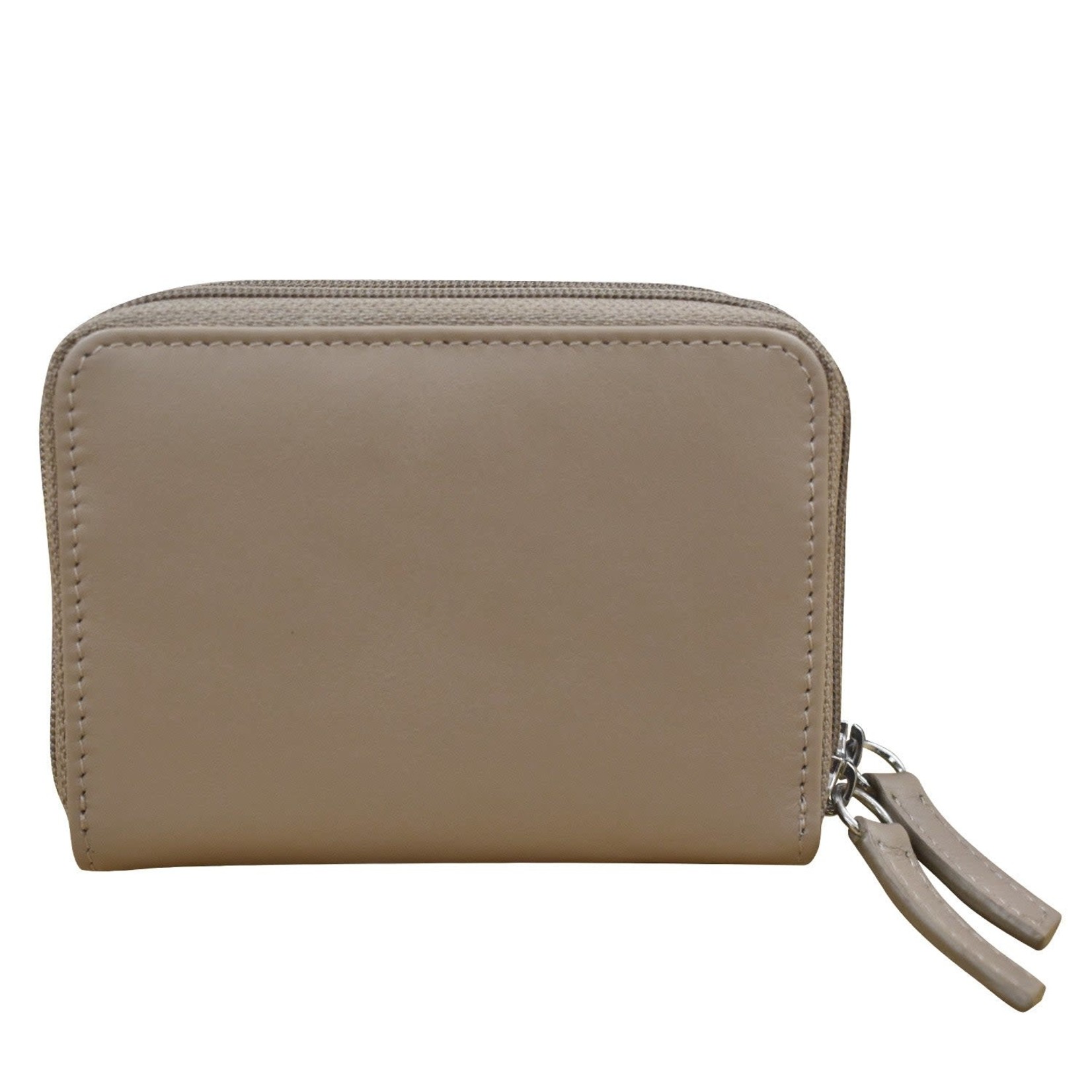 Leather Handbags and Accessories 6714 Taupe - RFID Double Zip Accordion Card Holder