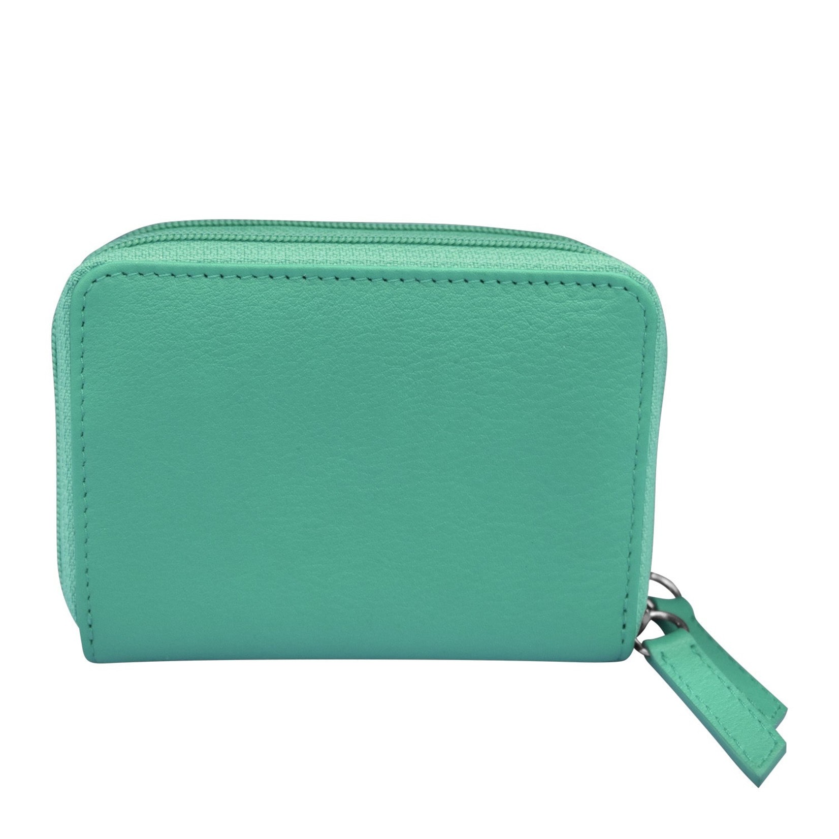 Leather Handbags and Accessories 6714 Turquoise - RFID Double Zip Accordion Card Holder