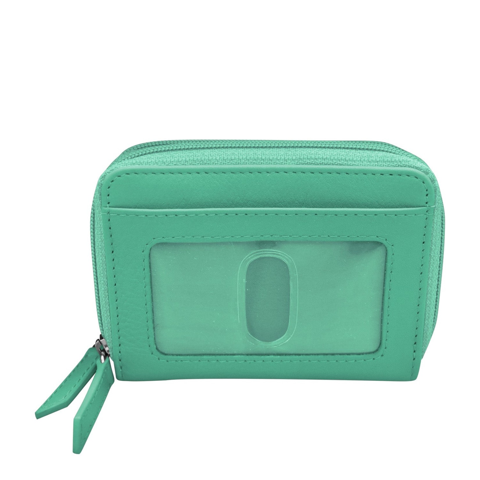 Leather Handbags and Accessories 6714 Turquoise - RFID Double Zip Accordion Card Holder