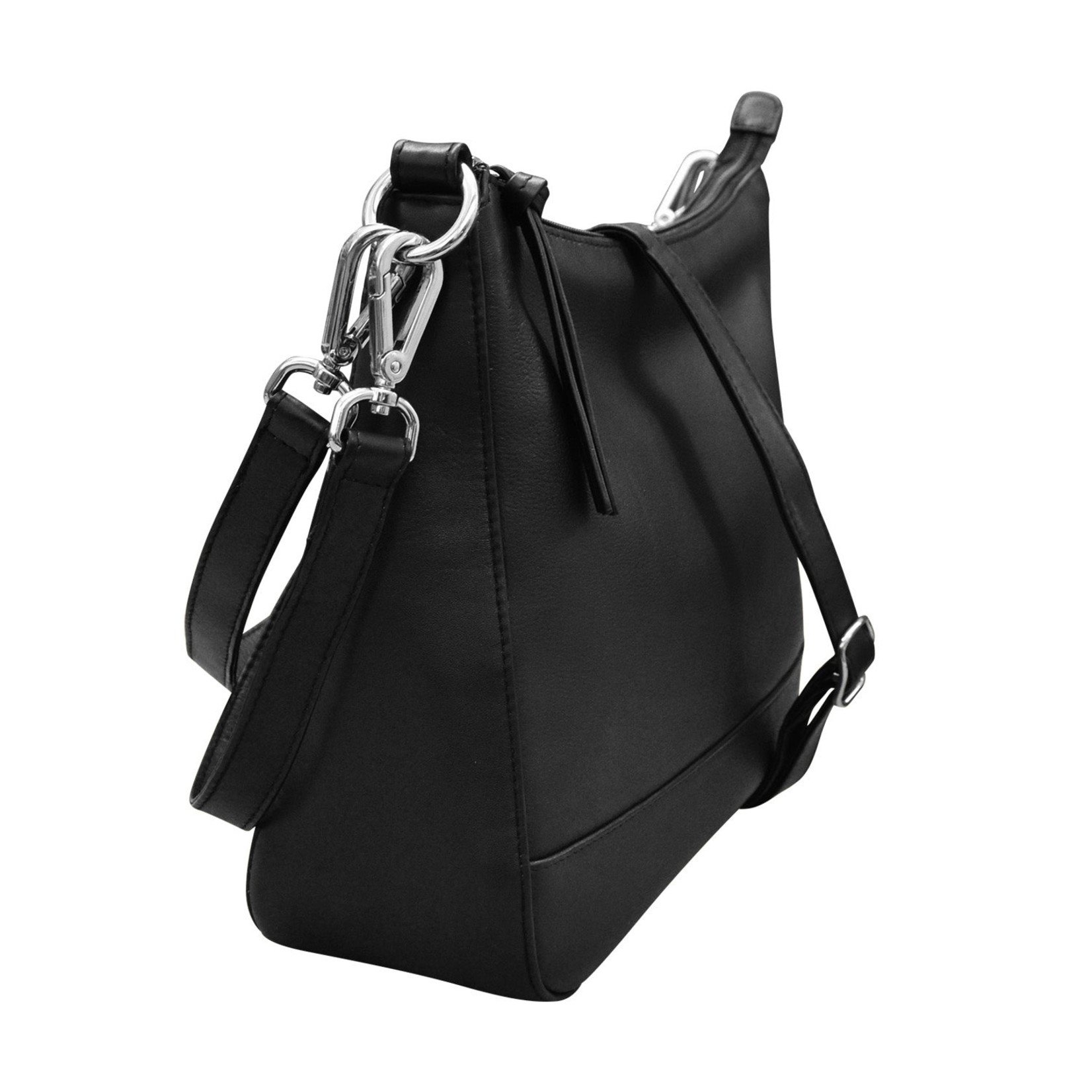 Leather Handbags and Accessories 6091 Black - Zip Top Hobo