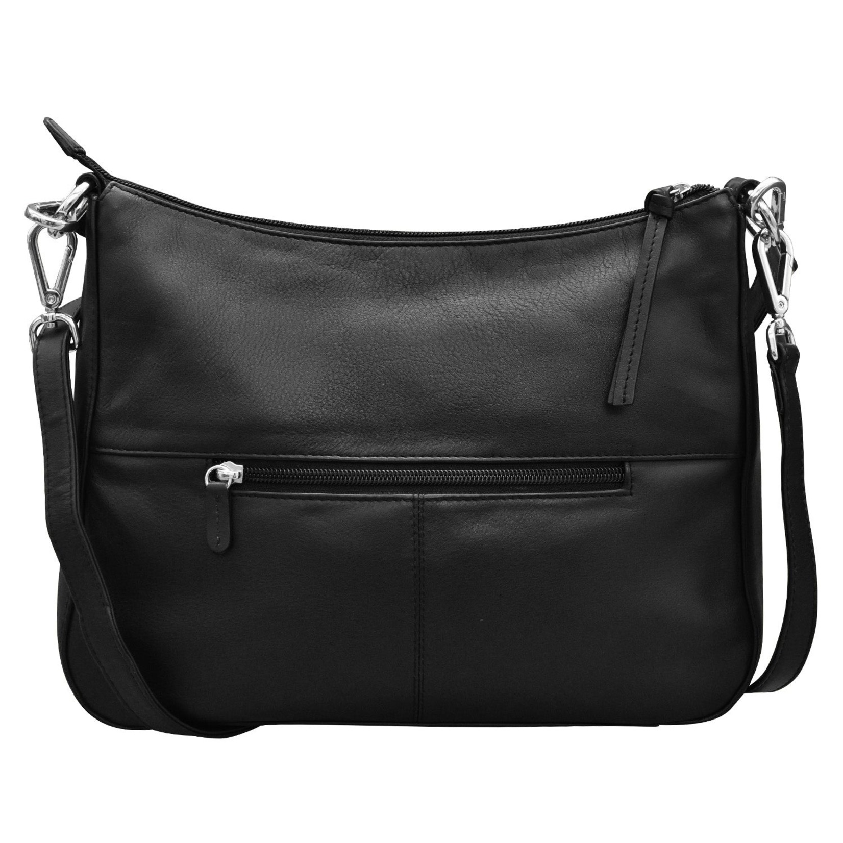 Leather Handbags and Accessories 6091 Black - Zip Top Hobo