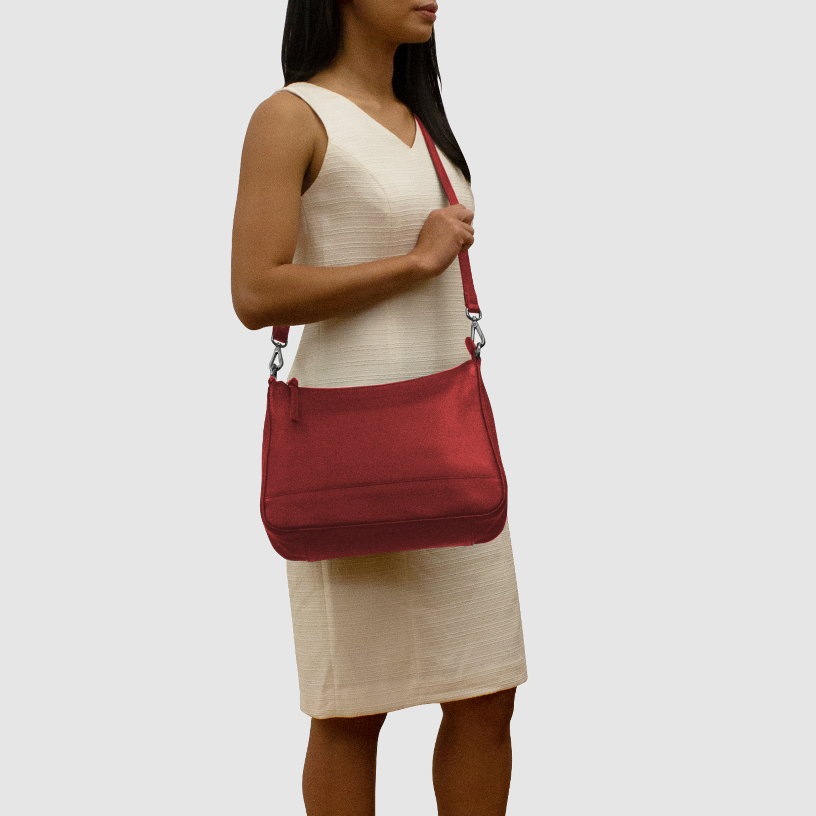 Leather Handbags and Accessories 6091 Red - Zip Top Hobo