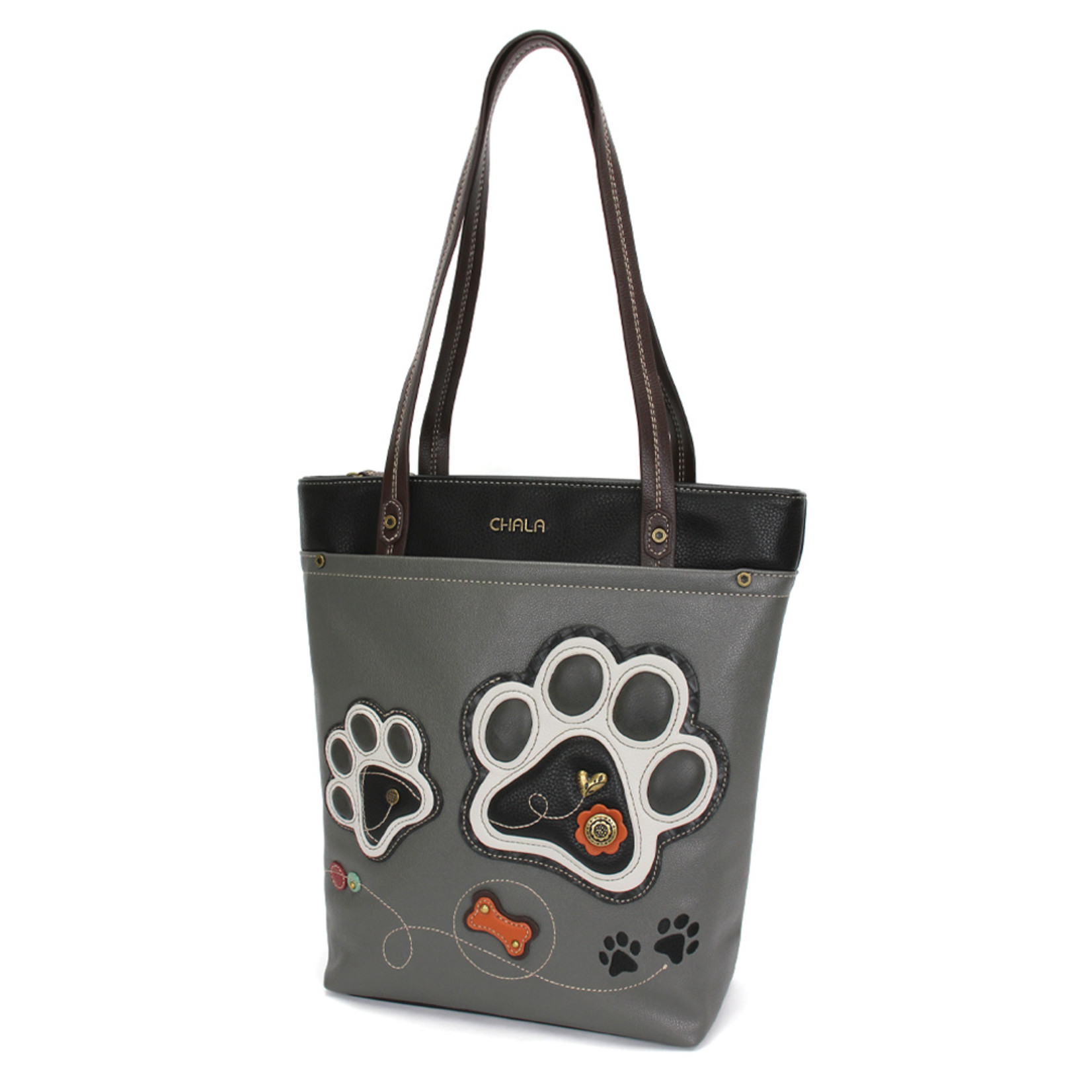 Chala Deluxe Everyday Tote - Paw Print - Black & White