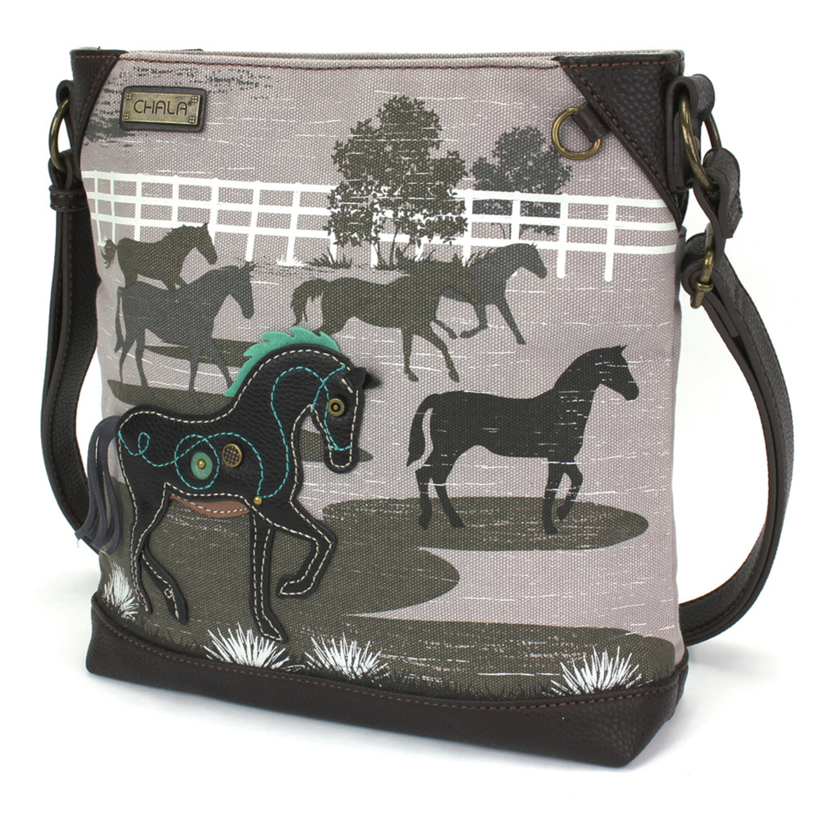 Chala Safari Horse Canvas Crossbody (Gray)