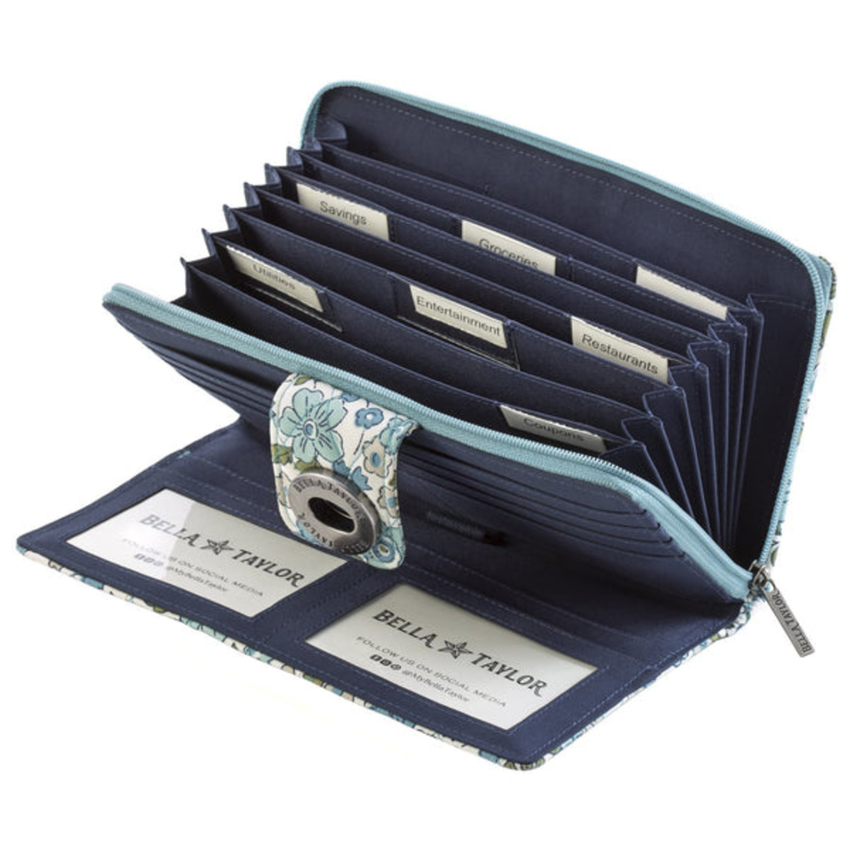 Bella Taylor Delicate Floral Blue - RFID Cash System Wallet