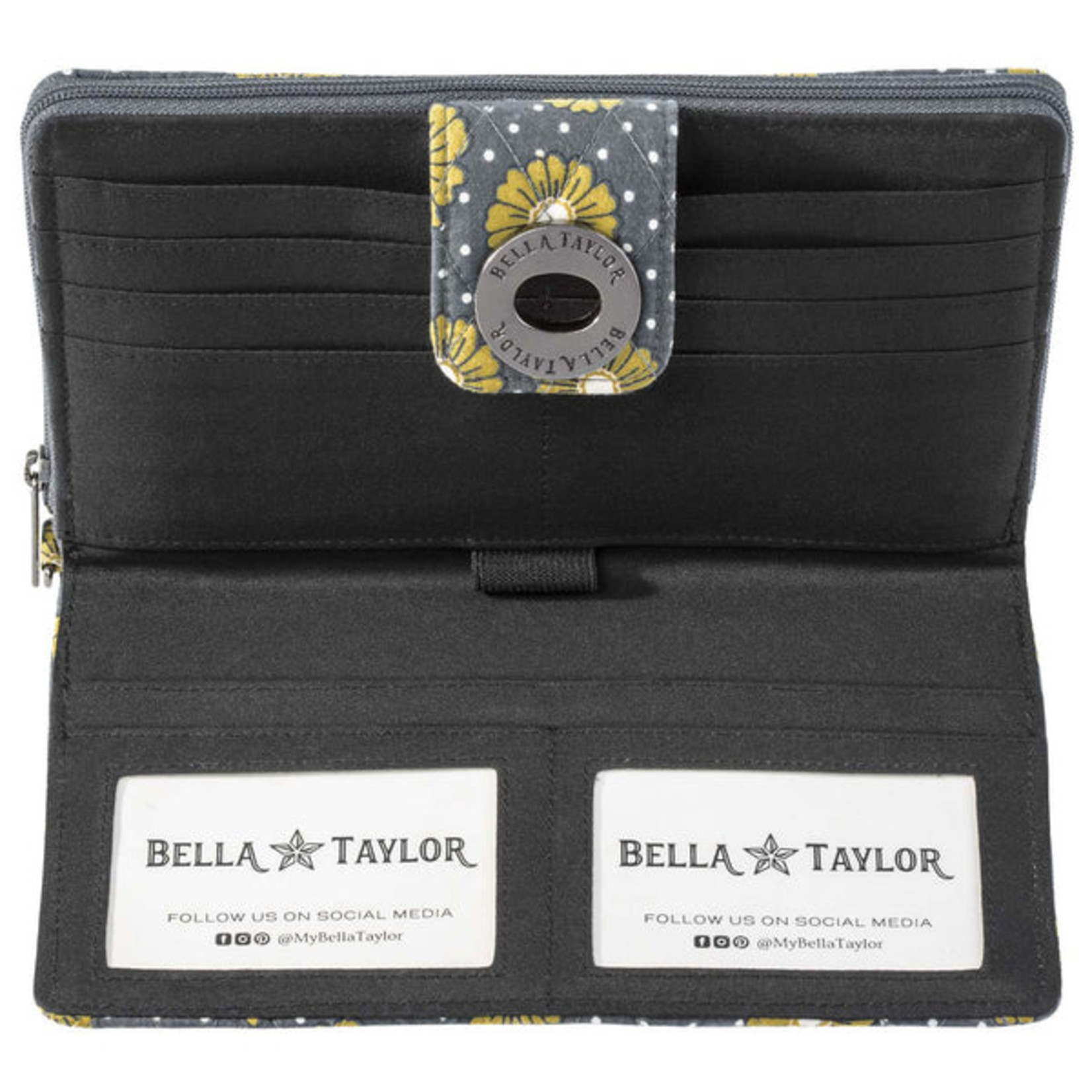 Bella Taylor Dotted Daisy Charcoal - RFID Cash System Wallet