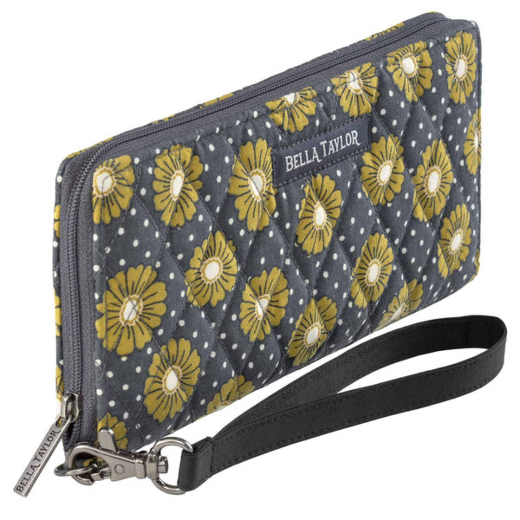 Bella Taylor Dotted Daisy Charcoal - RFID Envelope Wallet