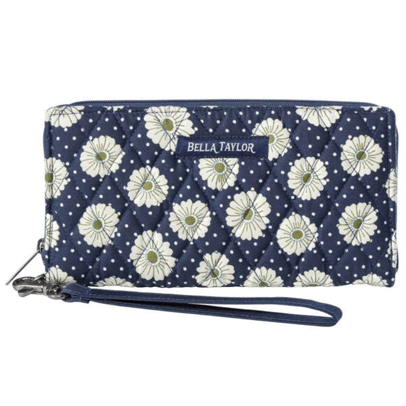 Bella Taylor RFID Envelope Wallet - Dotted Daisy Navy