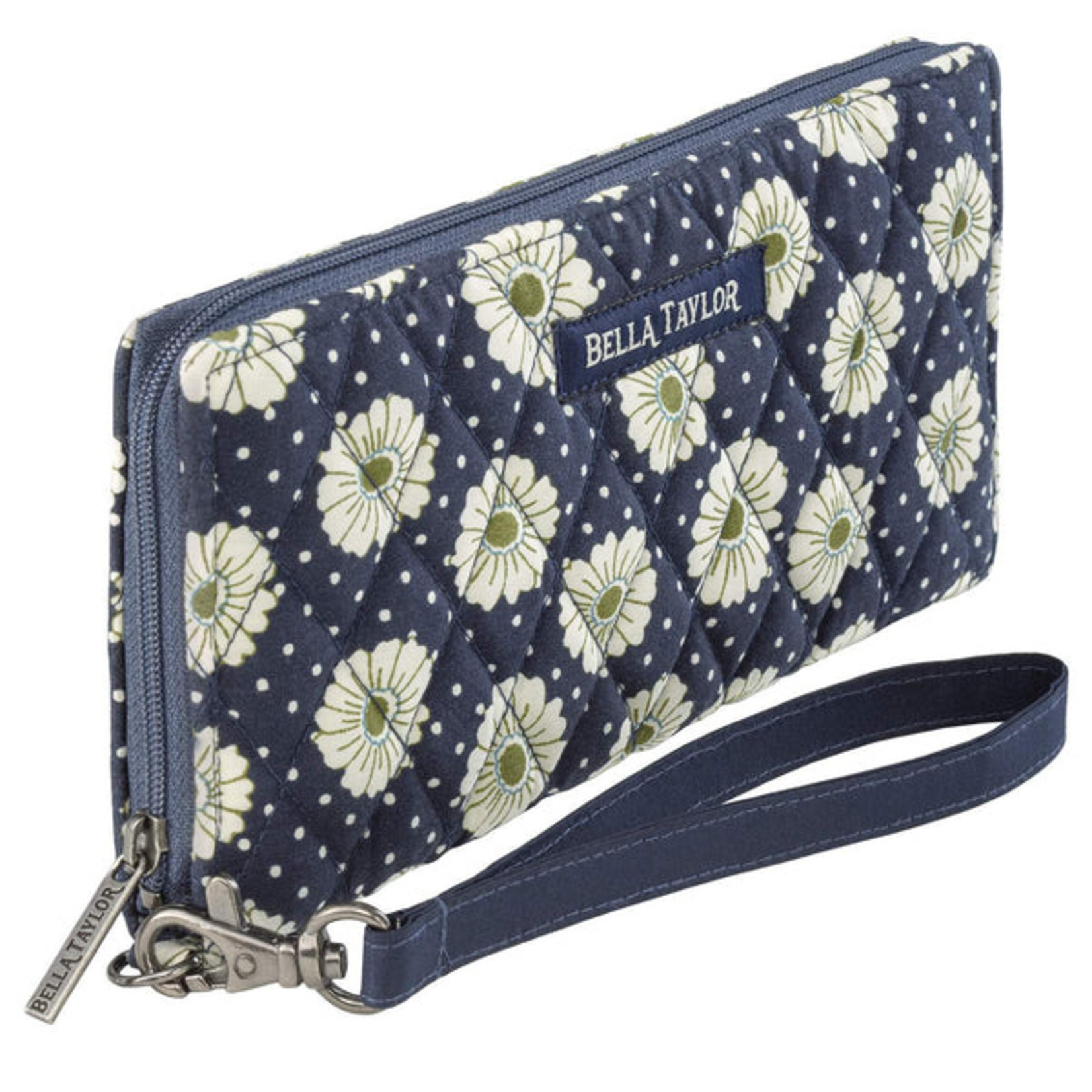 Bella Taylor RFID Envelope Wallet - Dotted Daisy Navy