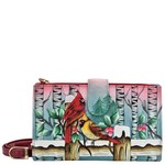 Anuschka 1113-SNL:  Snowy Cardinal - Leather Wallet