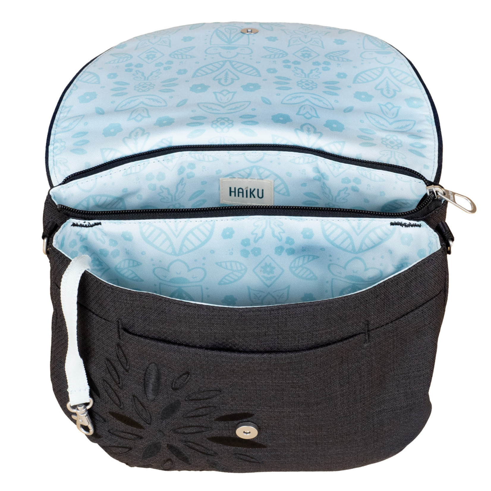 Haiku Bliss Saddle Crossbody Bag - Black In Bloom