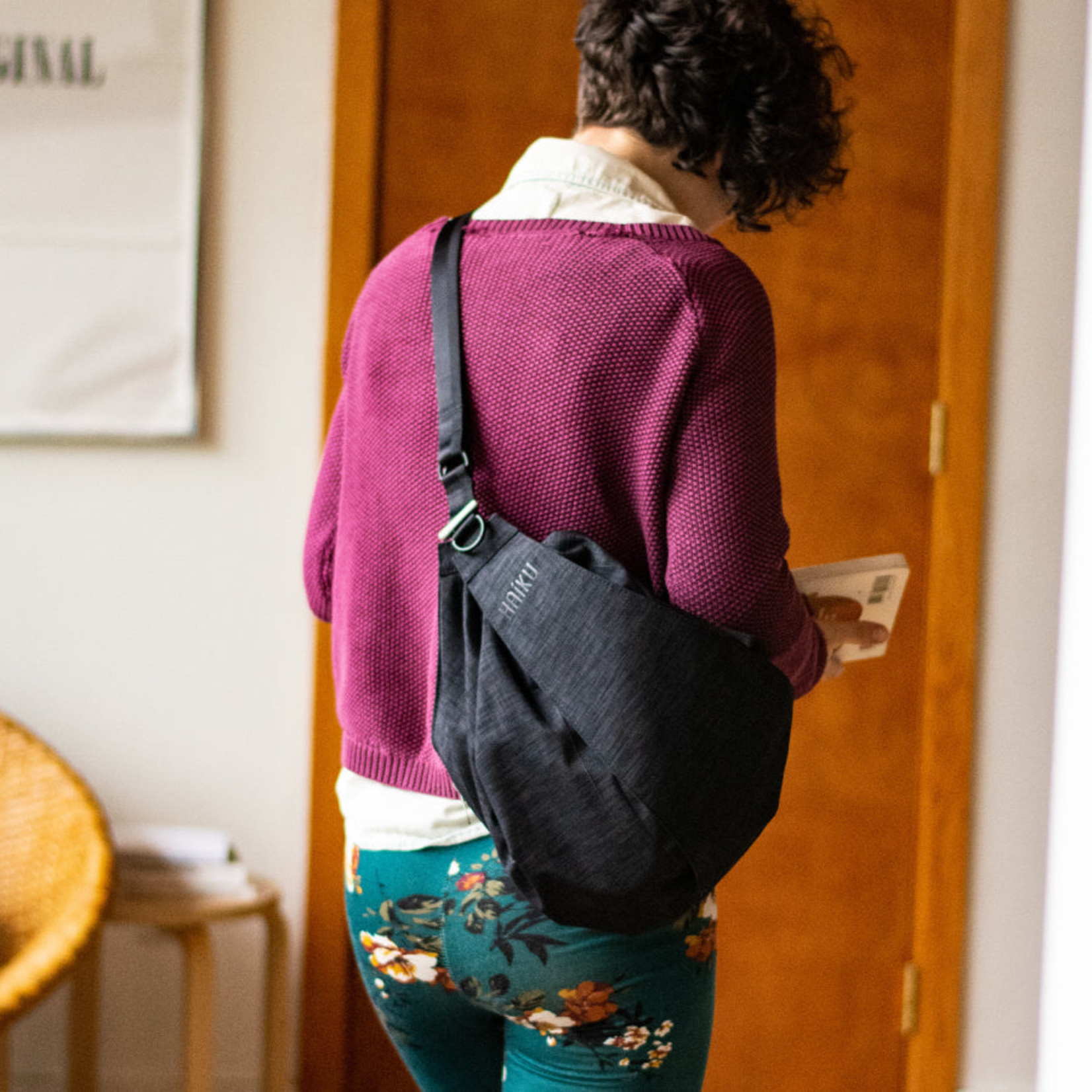 Haiku Crescent Convertible Sling Bag - Black In Bloom