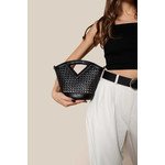 Jen & Co M2269-BK: Ashlyn Rattan Bucket Bag - Black