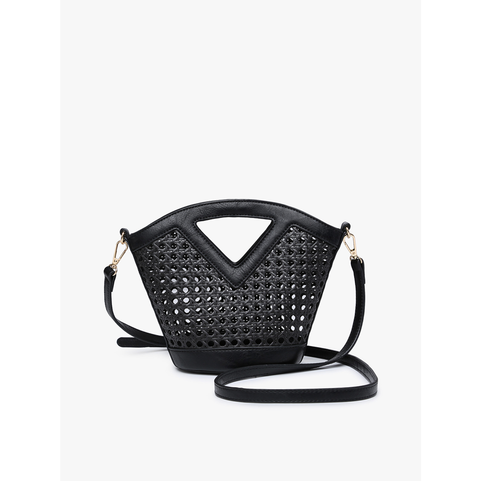 Jen & Co M2269-BK: Ashlyn Rattan Bucket Bag - Black