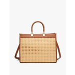 Jen & Co M2234-TN:  Mia Rattan Tote - Tan