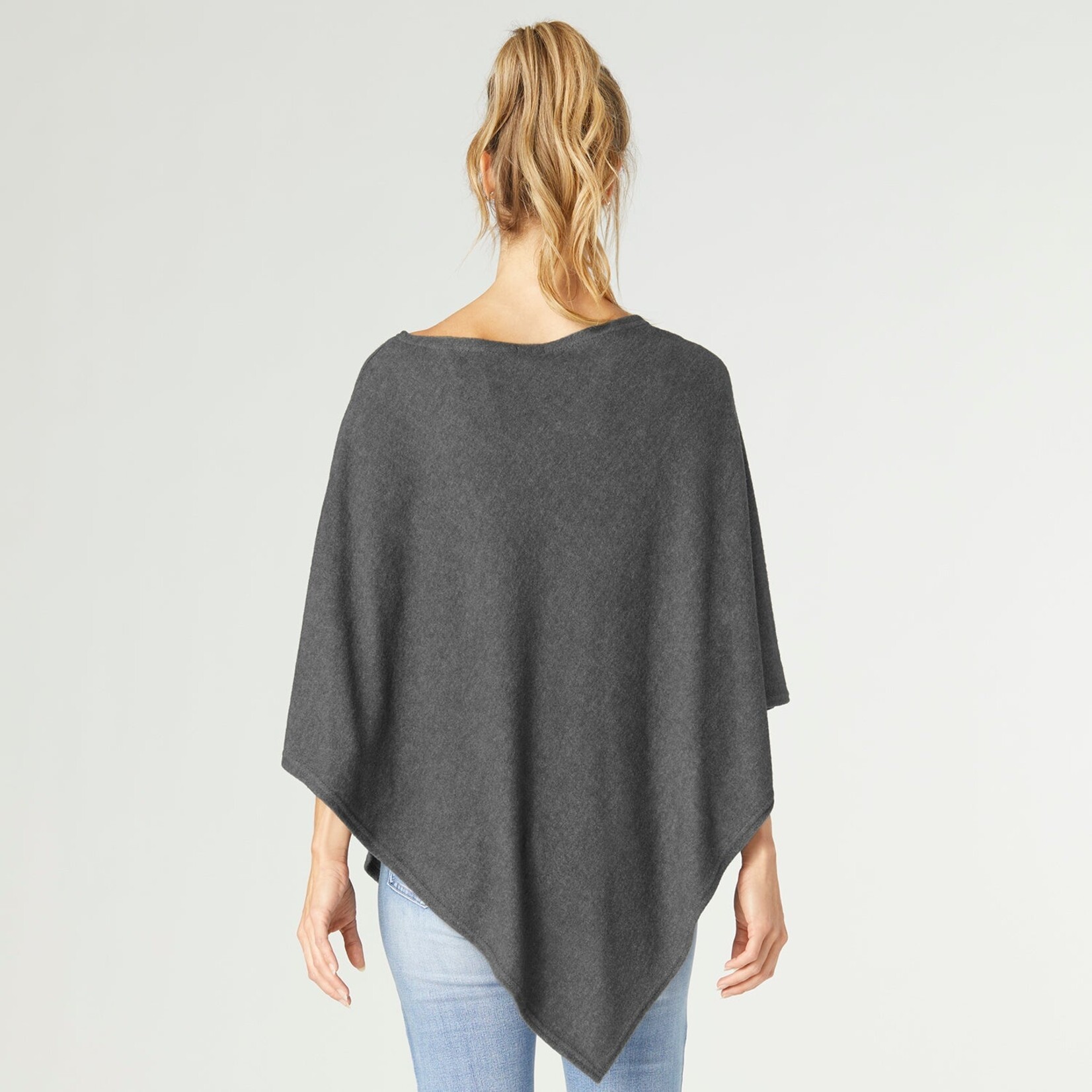 Coco+Carmen 2139038D Lightweight Brushed Poncho - Charcoal