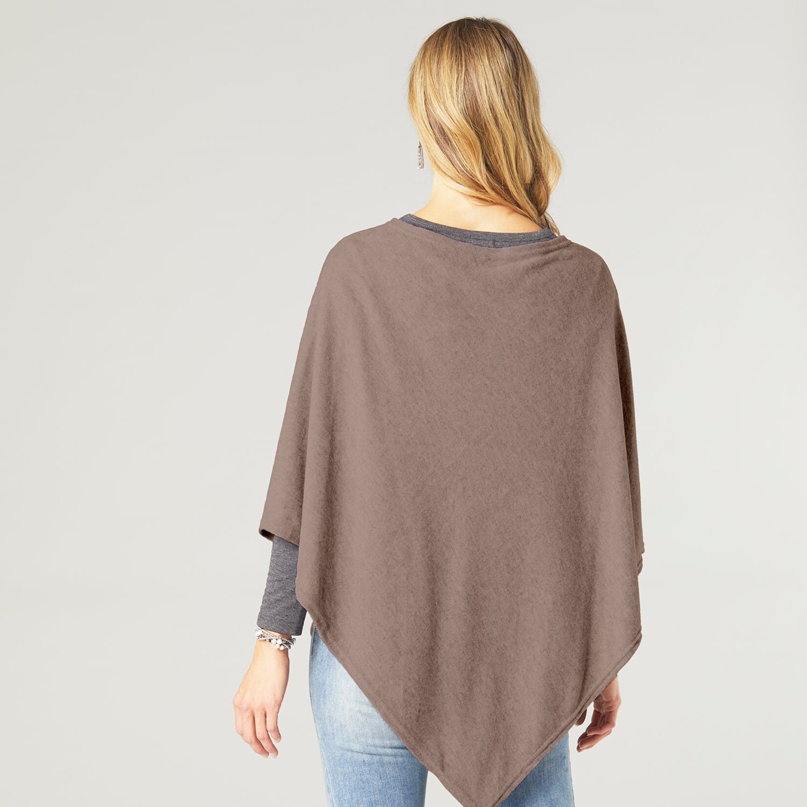 Coco+Carmen 2139038A Lightweight Brushed Poncho - Brown