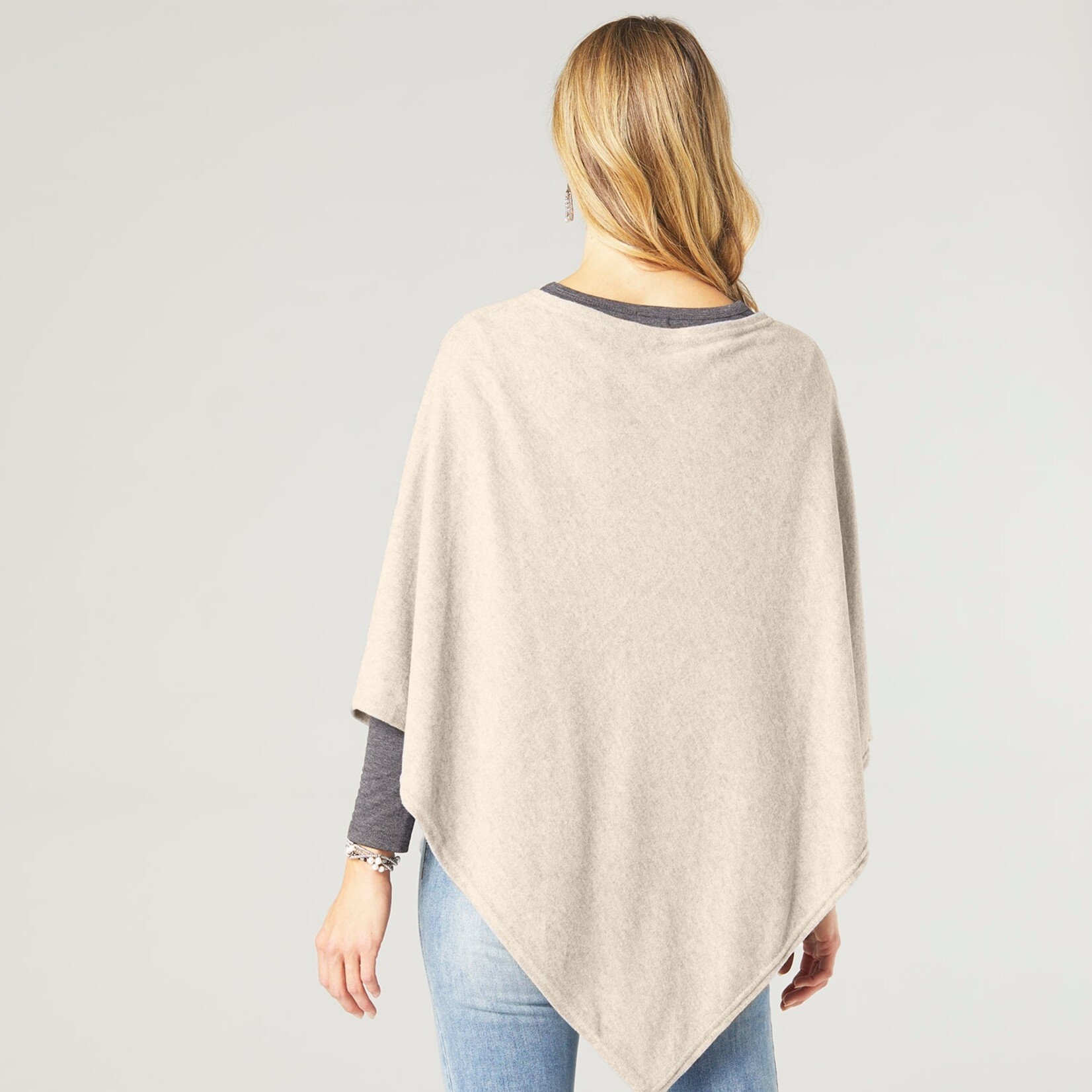 Coco+Carmen 2139038C Lightweight Brushed Poncho - Taupe