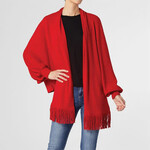 Coco+Carmen 2239078D Cheryl Soft Wrap with Fringe - Red