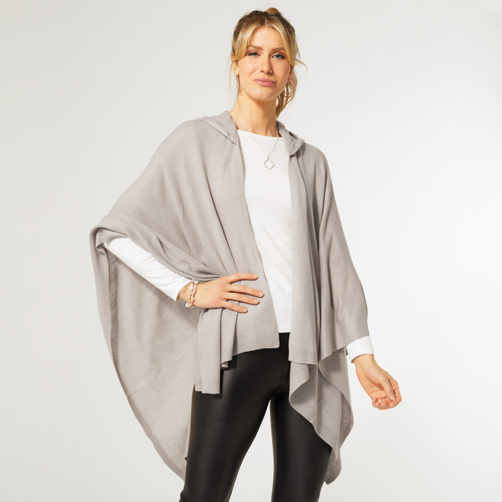 Coco+Carmen 2249012C Hooded Kiara Lightweight Wrap - Silver