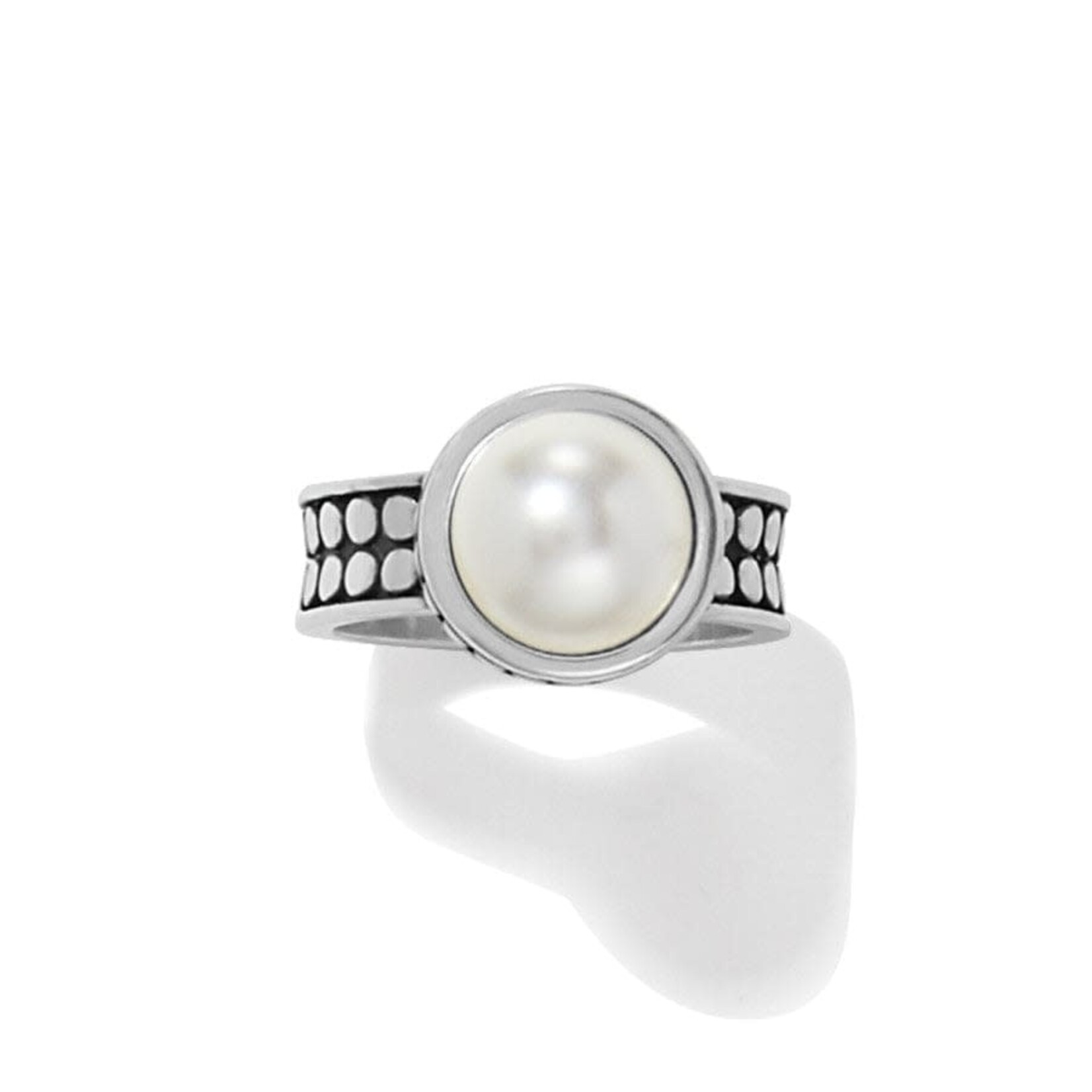 Brighton J63093 Pebble Dot Pearl Wide Band Ring - Size 6