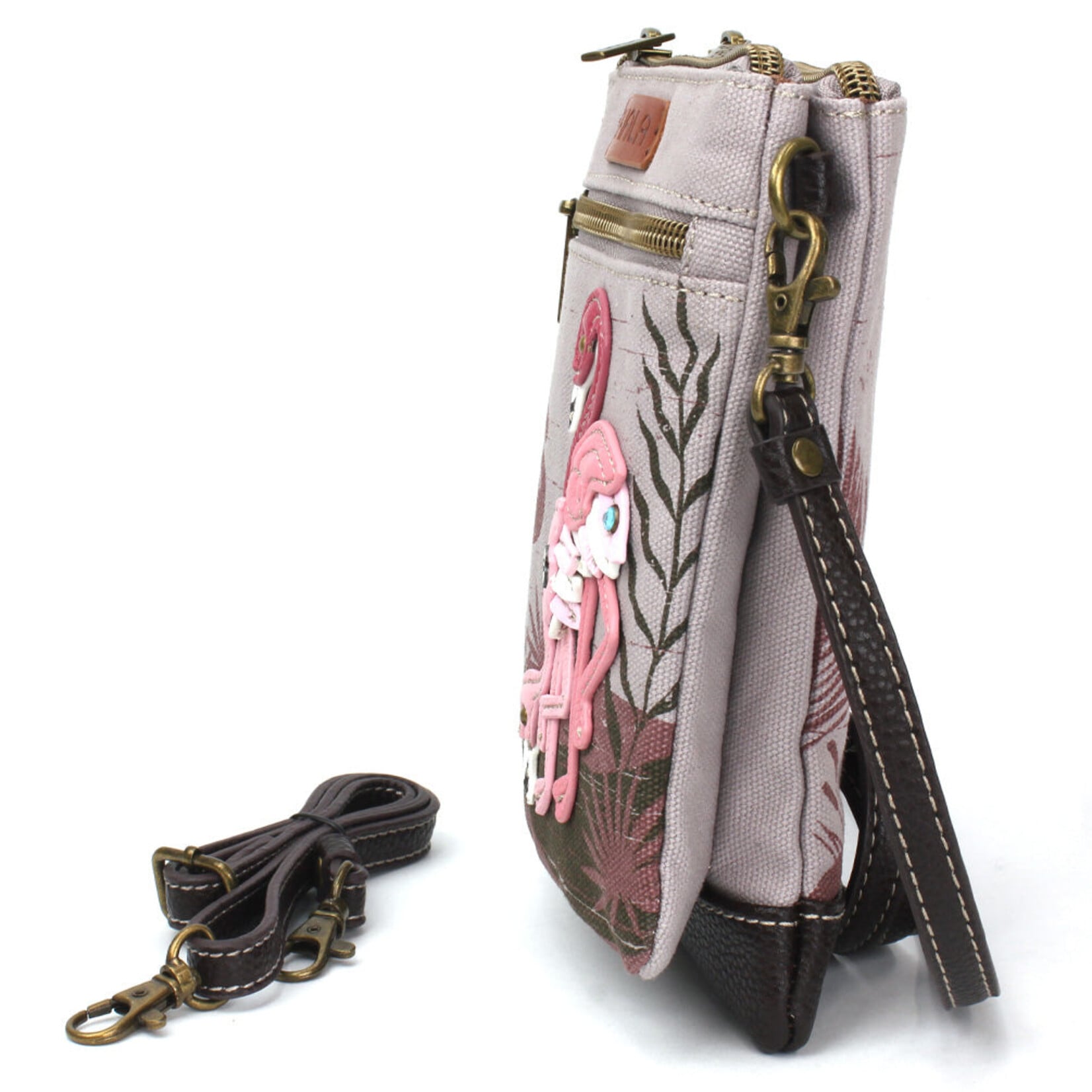 Chala Double Pocket Canvas Crossbody - Flamingo Group
