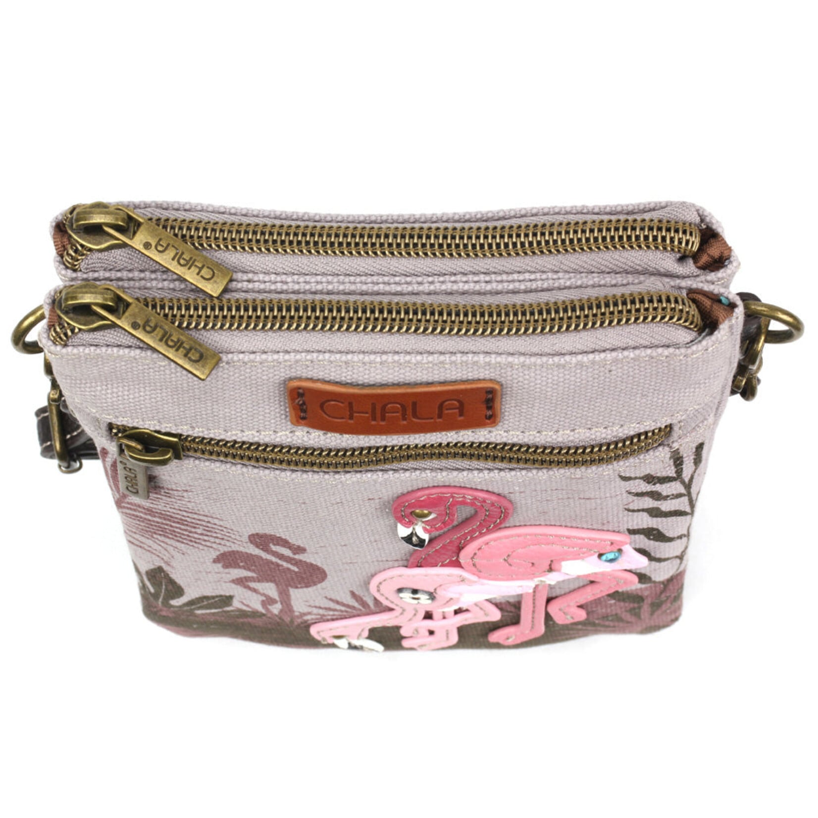 Chala Double Pocket Canvas Crossbody - Flamingo Group
