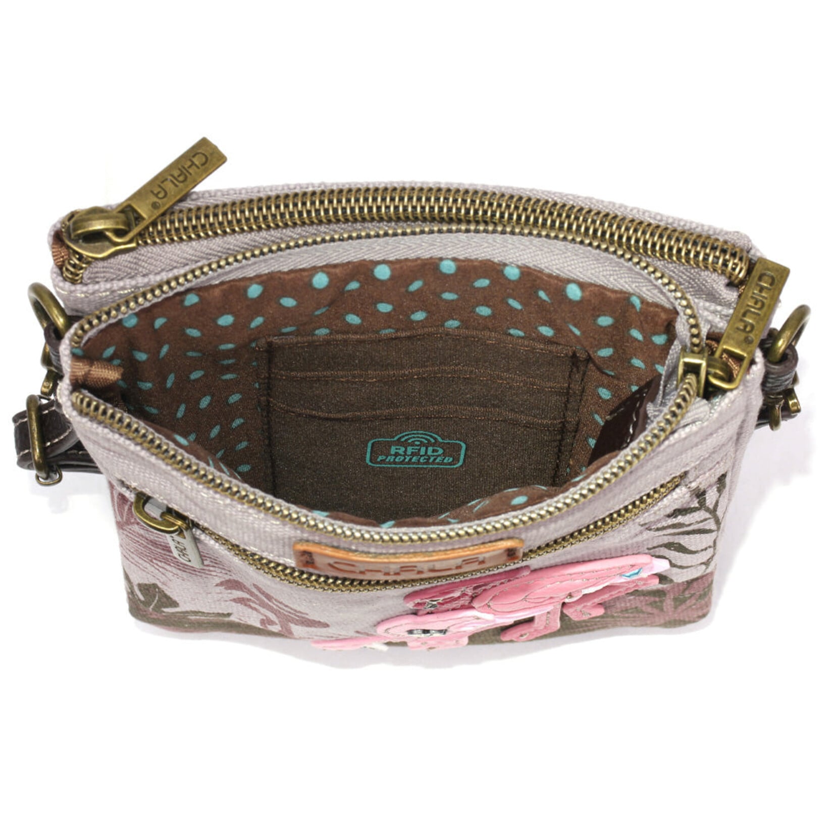 Chala Double Pocket Canvas Crossbody - Flamingo Group