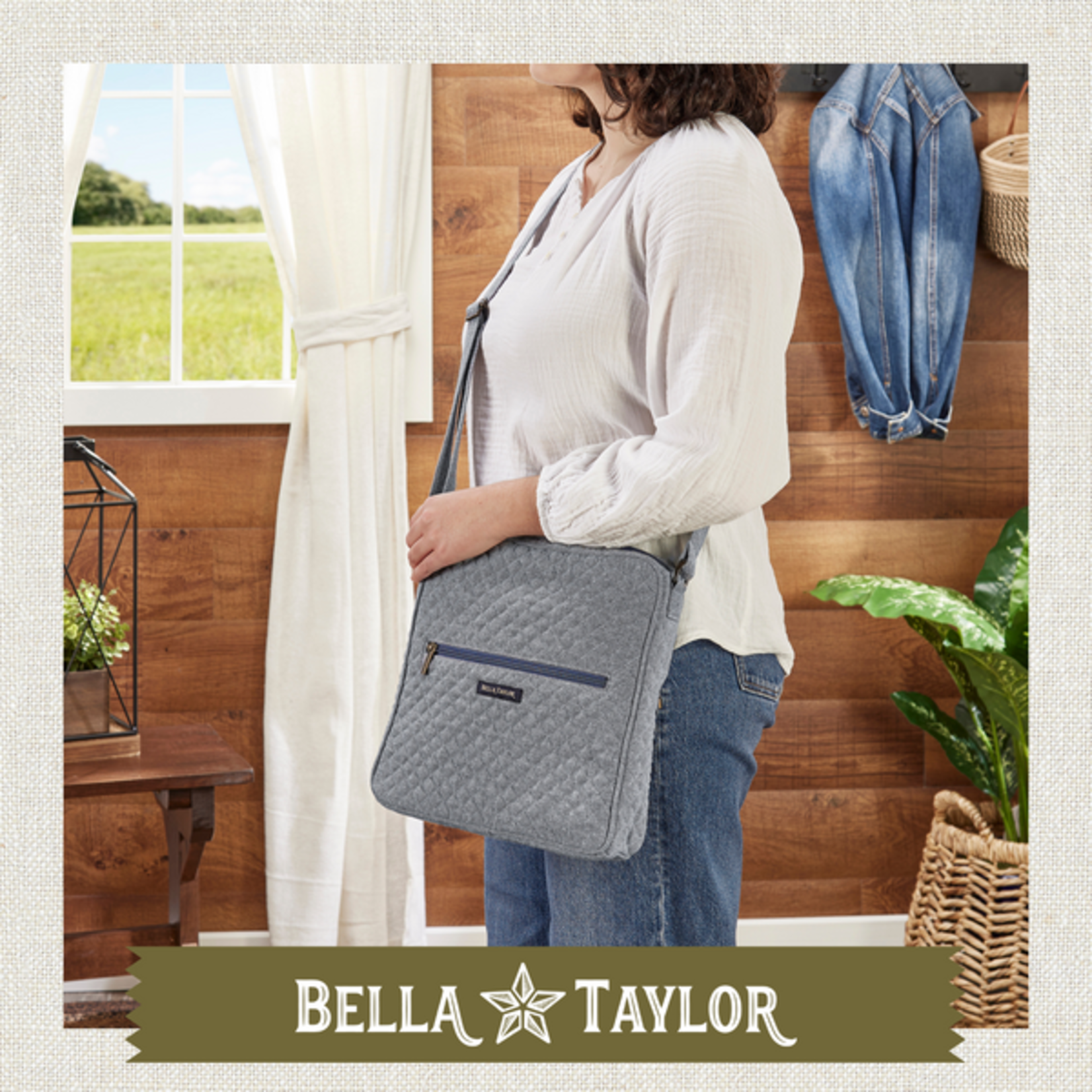 Bella Taylor Large Crossbody - Blue Chambray