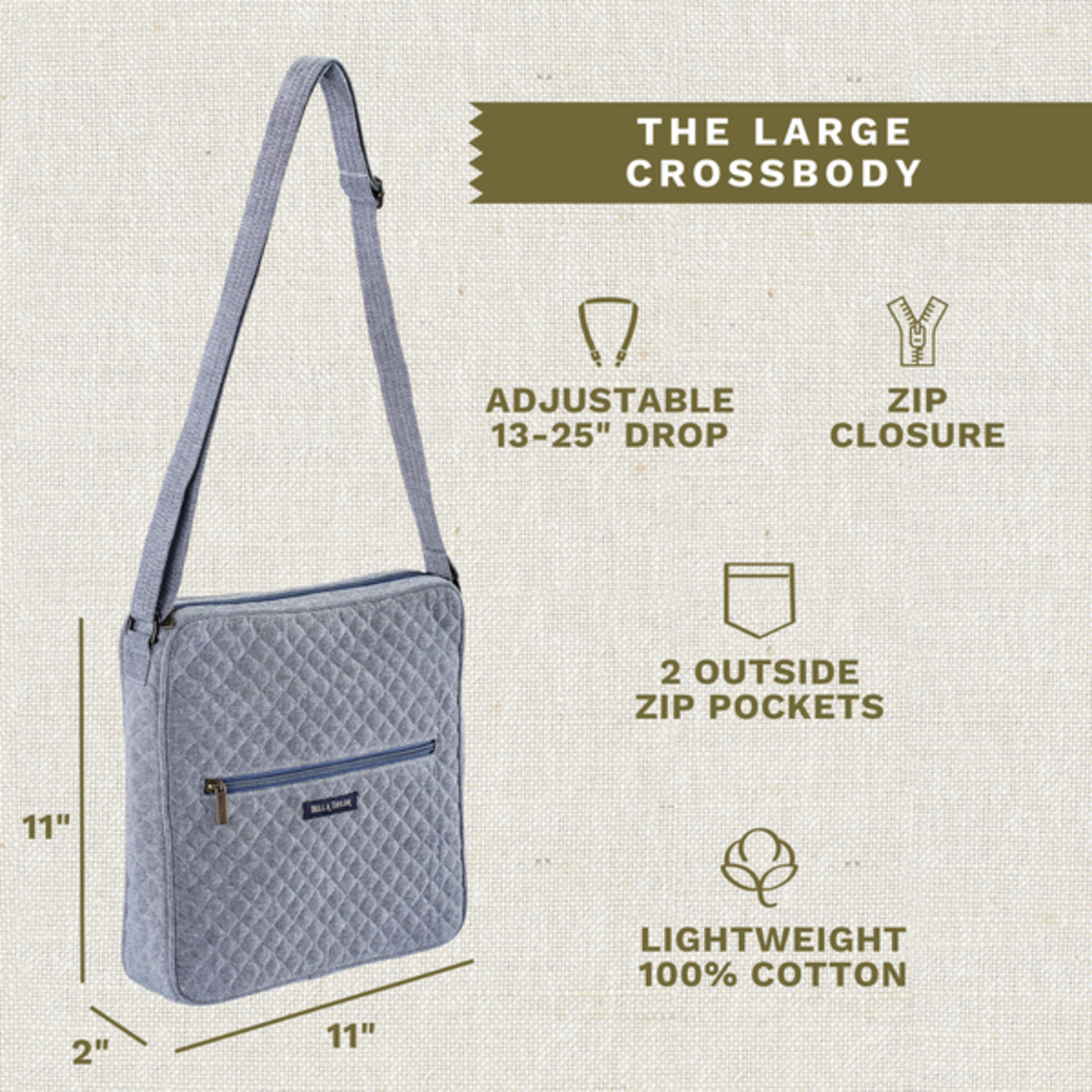 Bella Taylor Large Crossbody - Blue Chambray