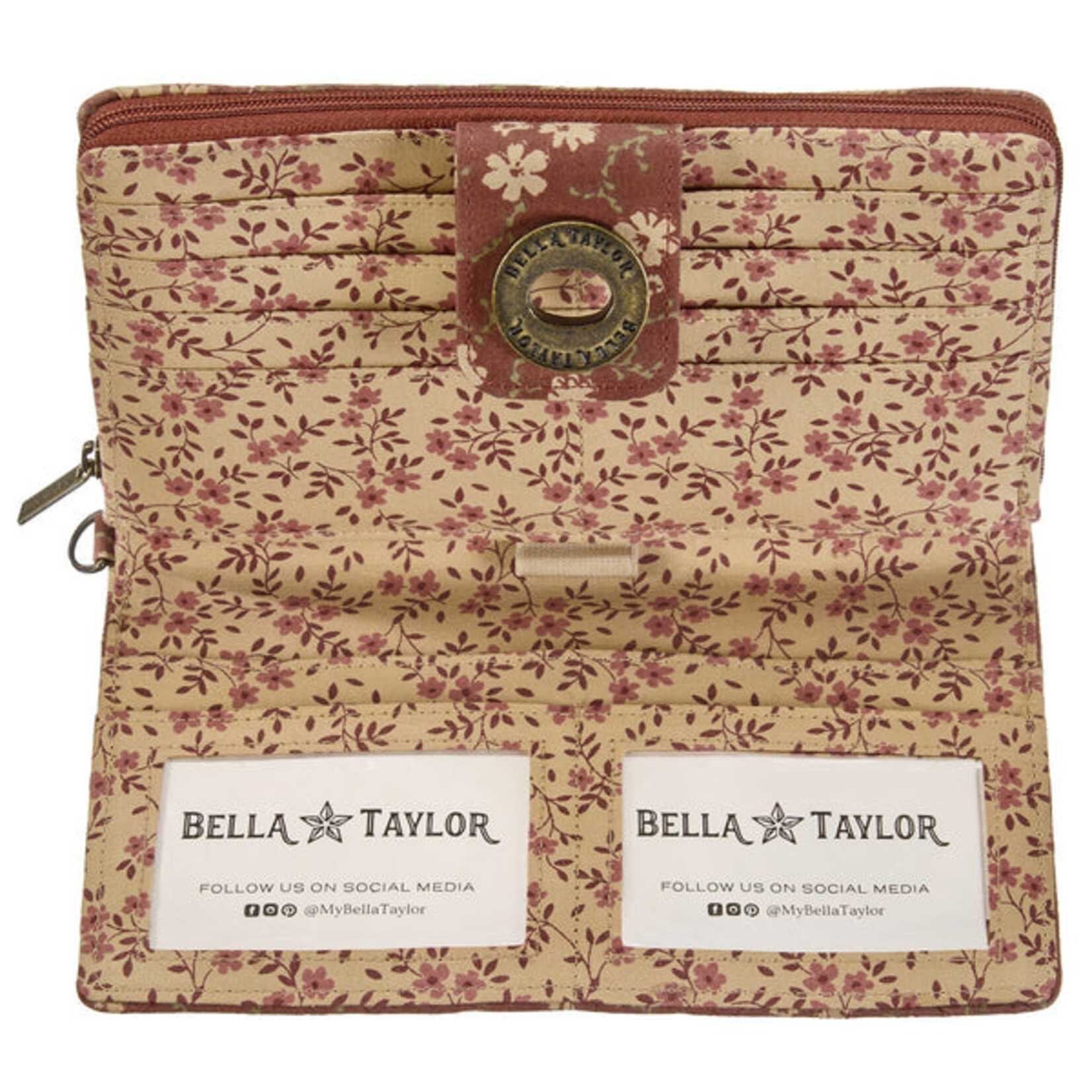 Bella Taylor RFID Cash System Wallet - Burgundy Floral
