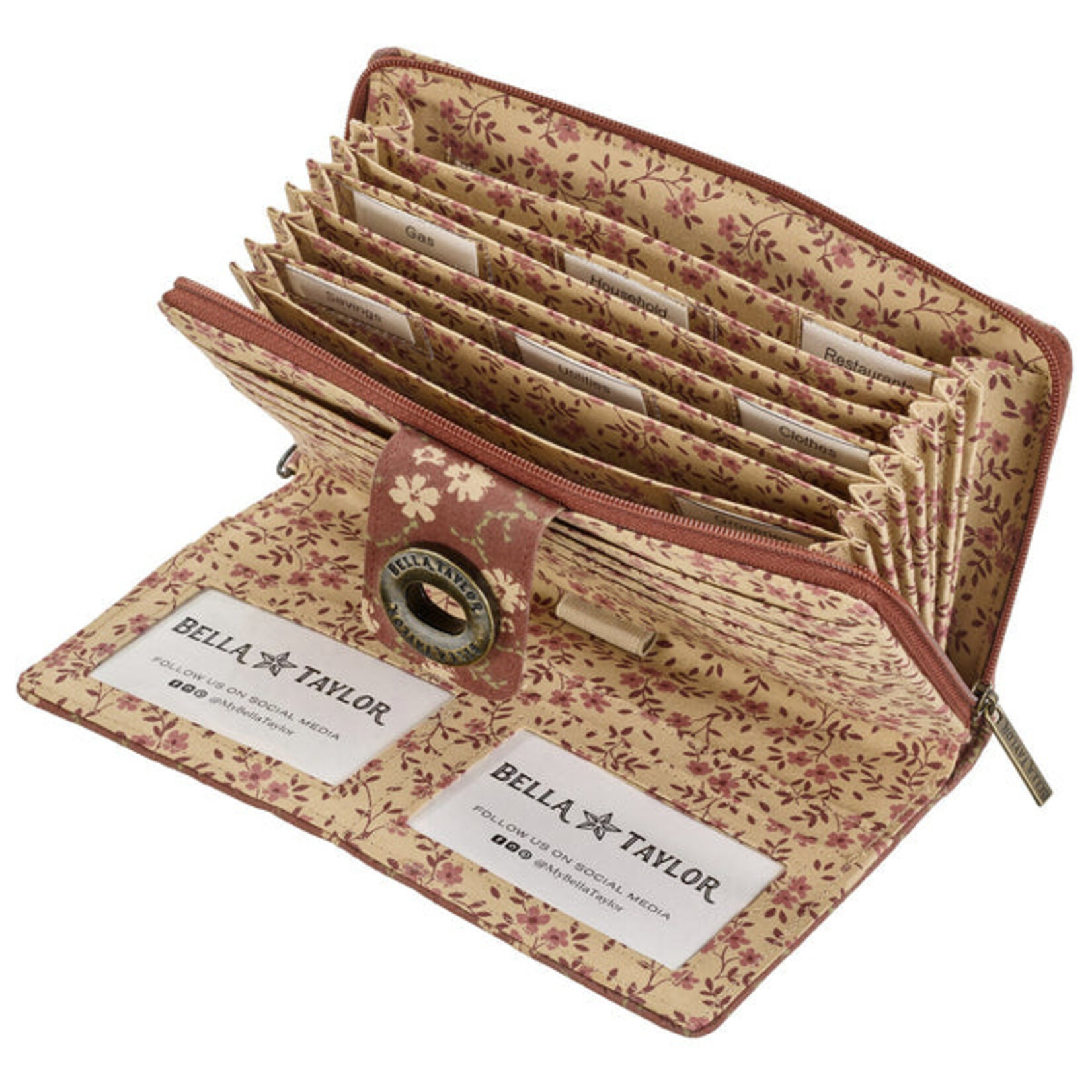 Bella Taylor RFID Cash System Wallet - Burgundy Floral