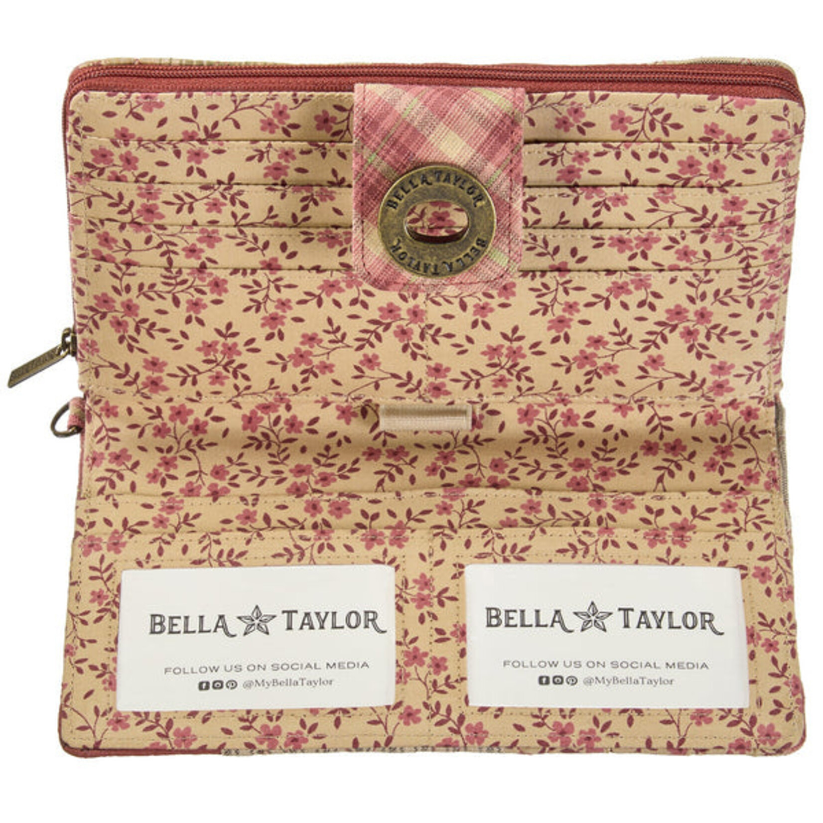 Bella Taylor RFID Cash System Wallet - Burgundy Patch
