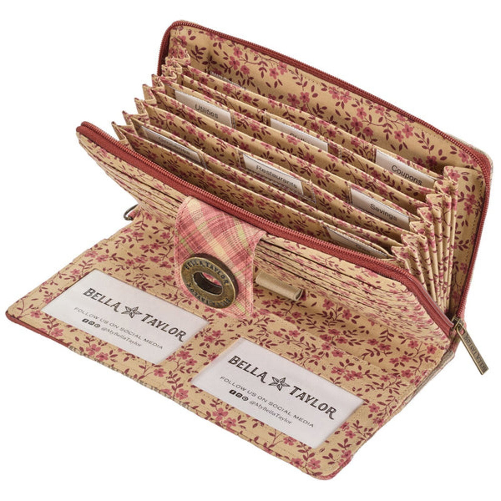 Bella Taylor RFID Cash System Wallet - Burgundy Patch