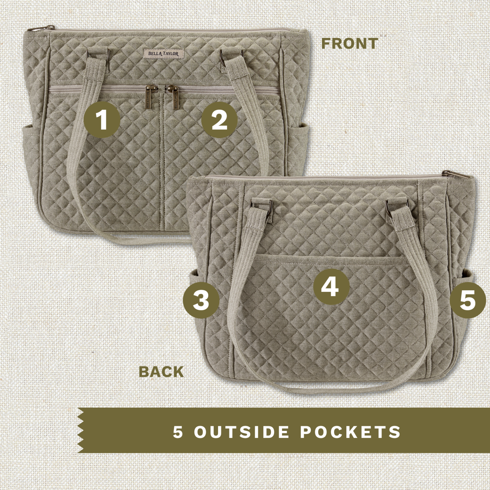 Bella Taylor Everyday Tote - Khaki Chambray