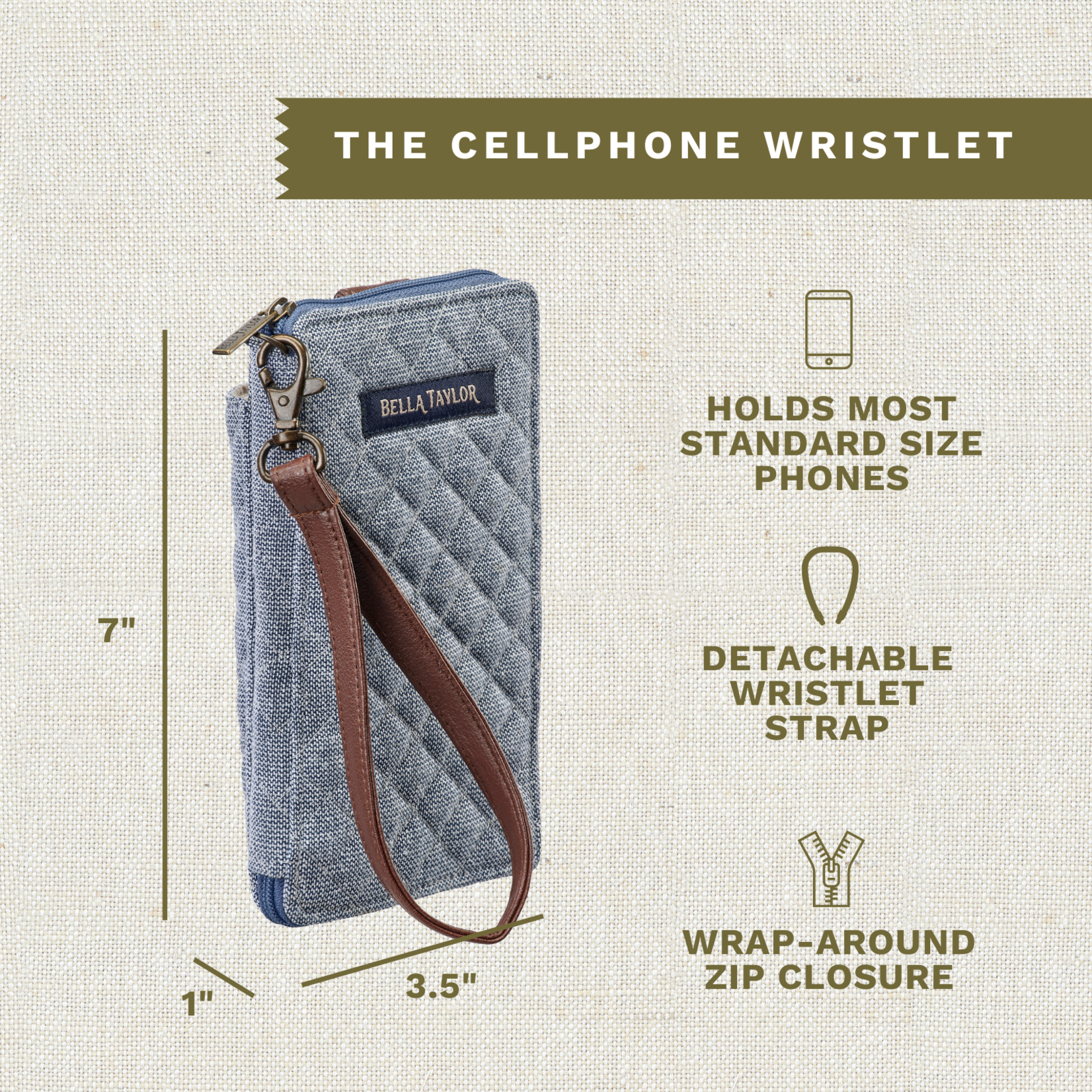 Bella Taylor RFID Cell Phone Wristlet - Blue Chambray