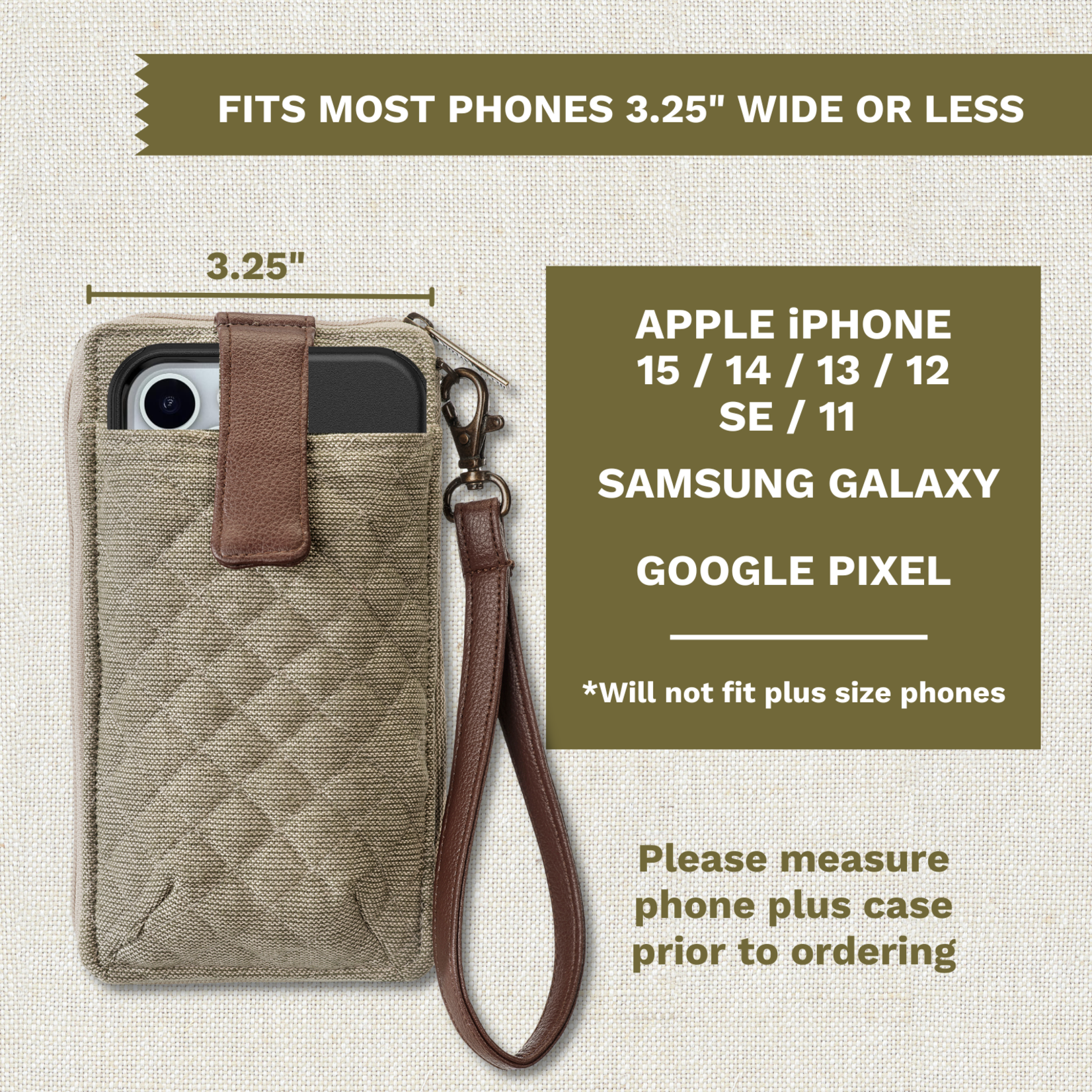Bella Taylor RFID Cell Phone Wristlet - Khaki Chambray