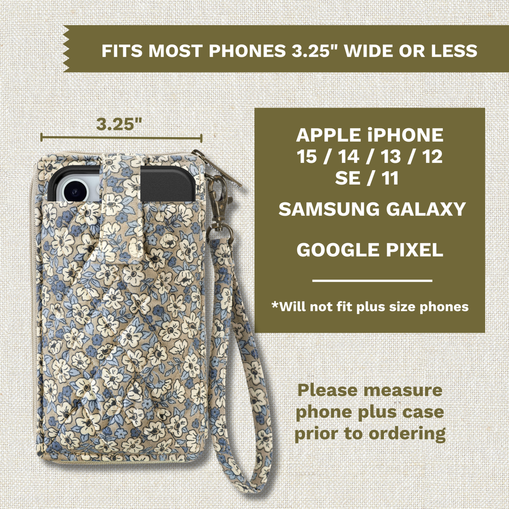 Bella Taylor RFID Cell Phone Wristlet - Khaki Floral