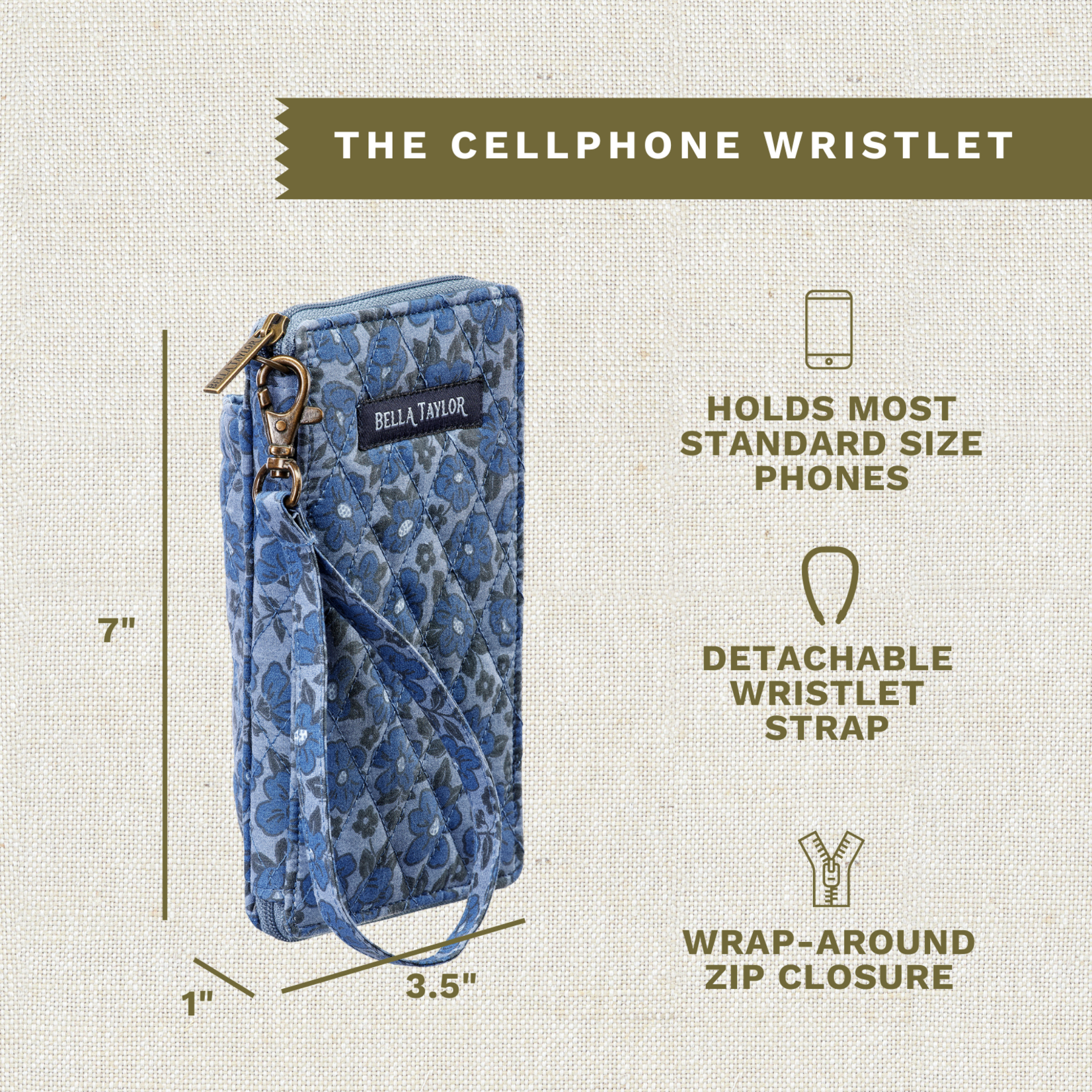 Bella Taylor RFID Cell Phone Wristlet - Navy Floral