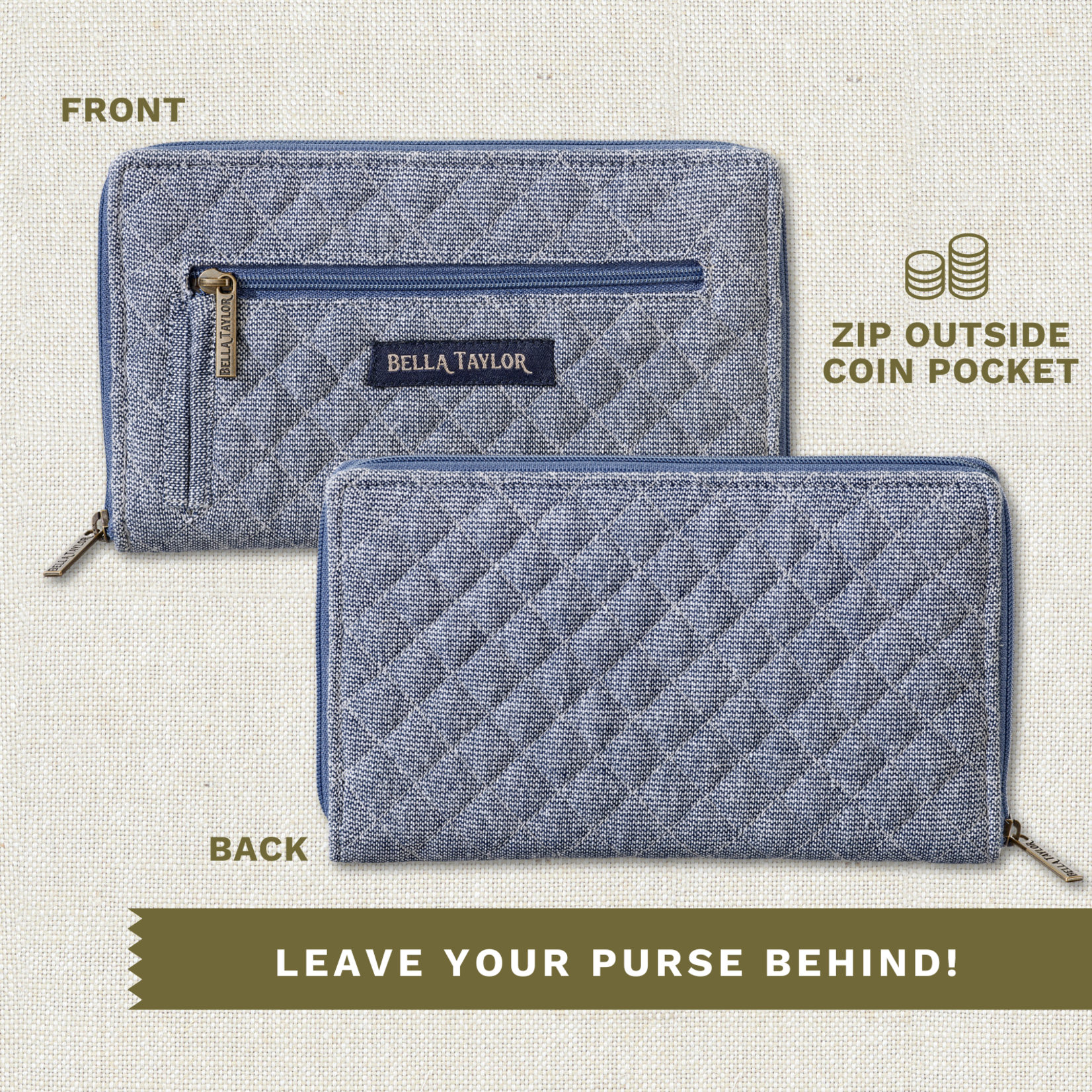 Bella Taylor RFID Wrist Strap Wallet - Blue Chambray