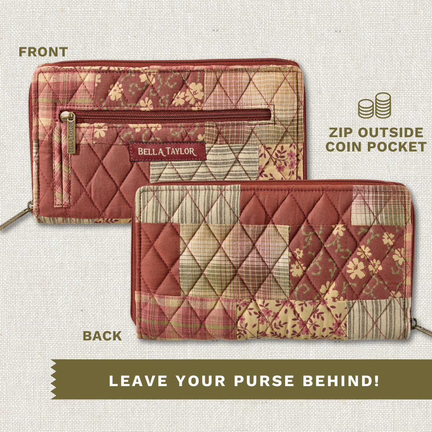 Bella Taylor RFID Wrist Strap Wallet - Burgundy Patch