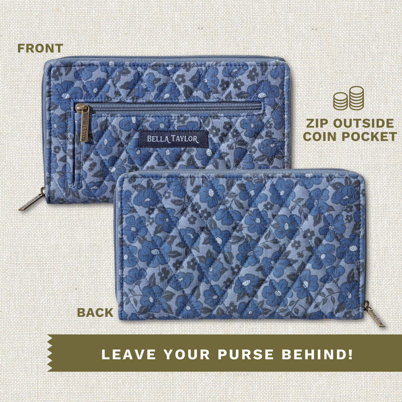 Bella Taylor RFID Wrist Strap Wallet - Navy Floral