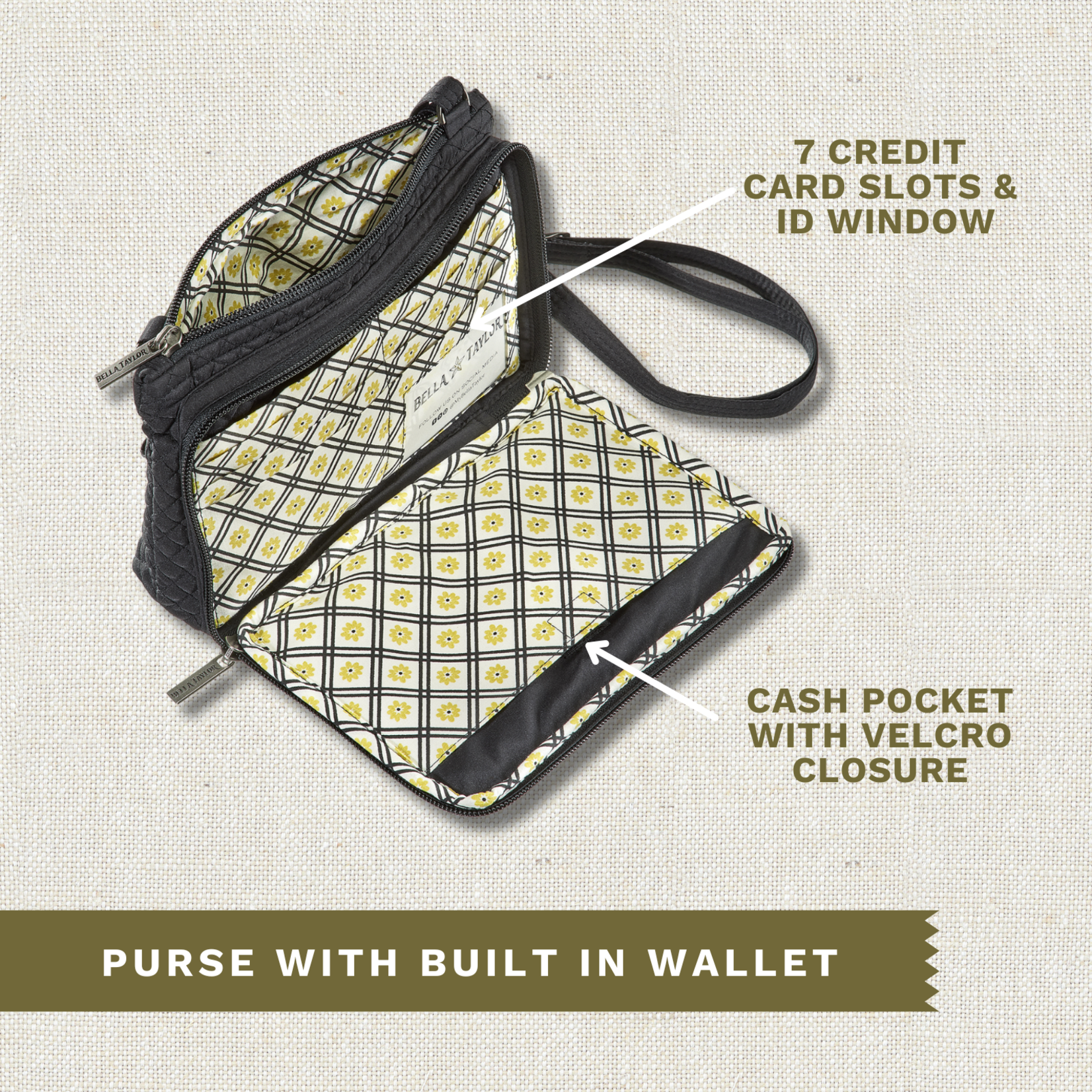 Bella Taylor Essentials Wallet Crossbody - Solid Black