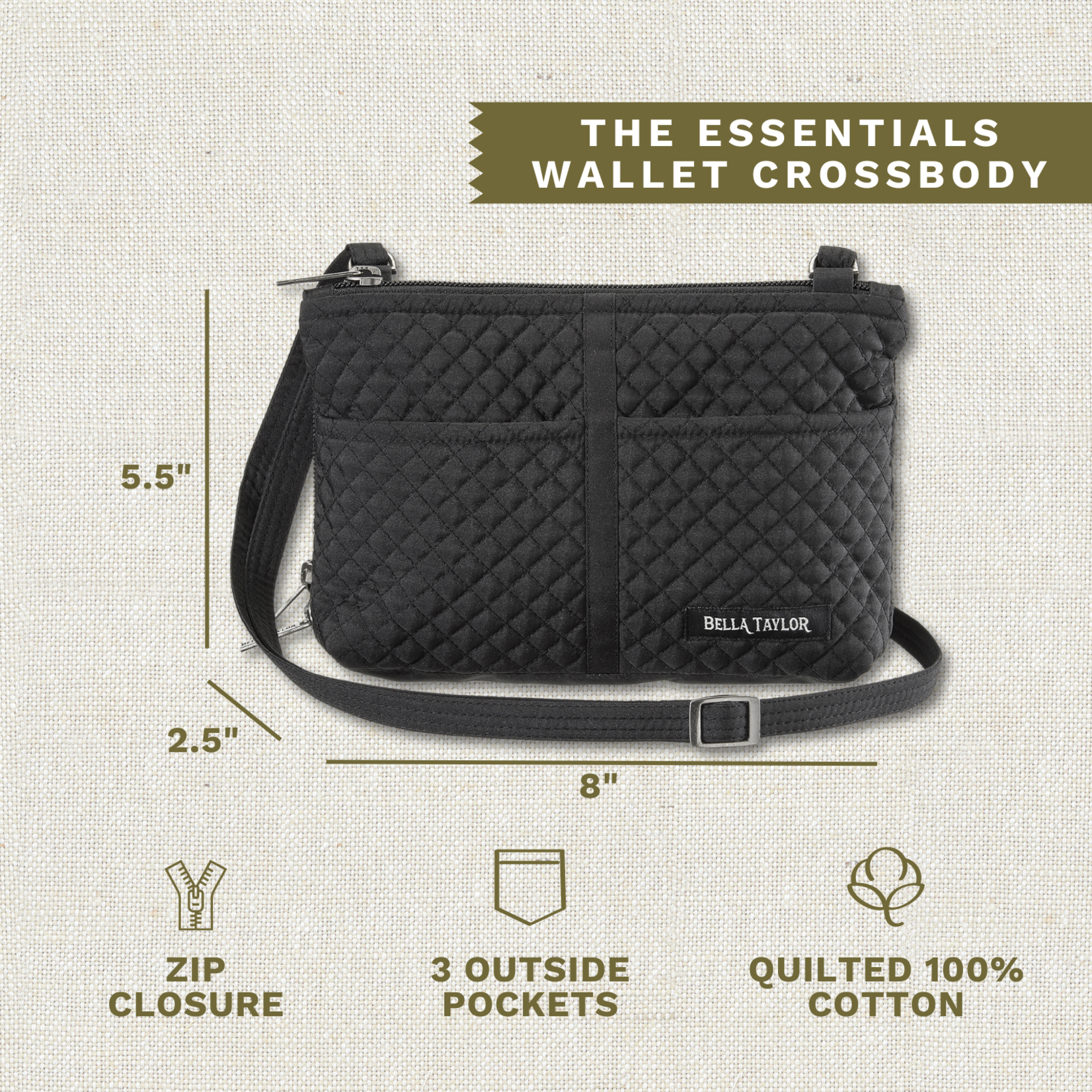 Bella Taylor Essentials Wallet Crossbody - Solid Black