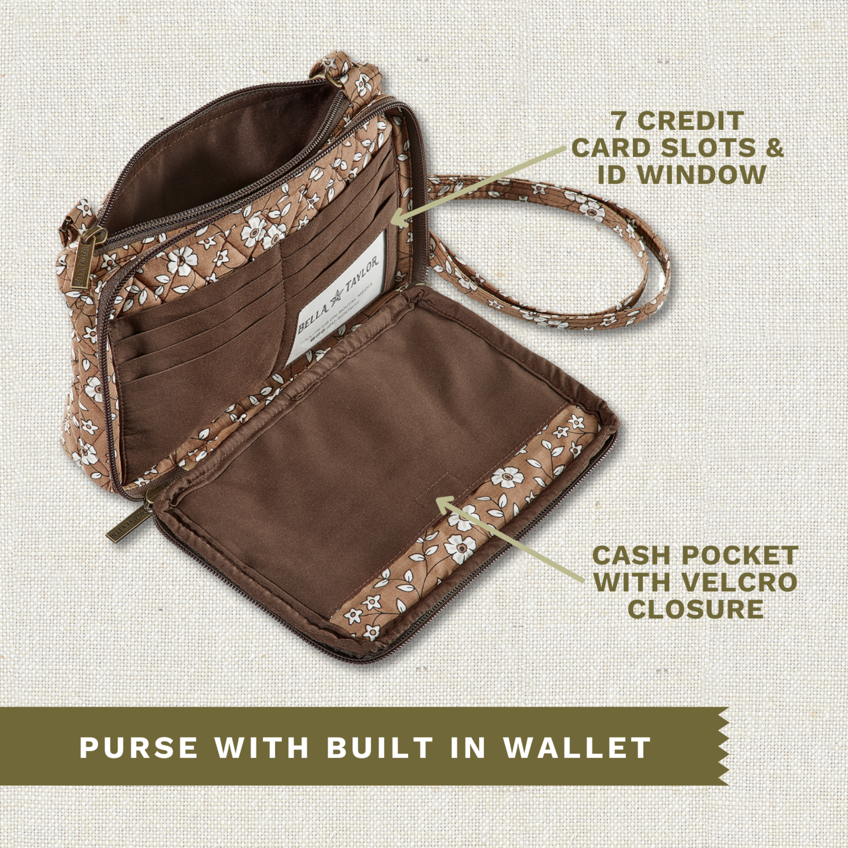 Bella Taylor Essentials Wallet Crossbody - Vintage Vine Brown