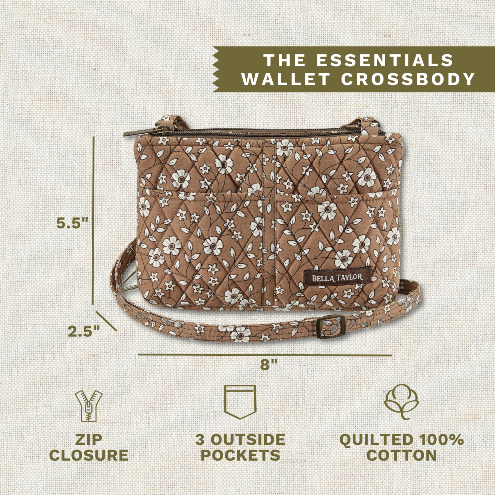 Bella Taylor Essentials Wallet Crossbody - Vintage Vine Brown
